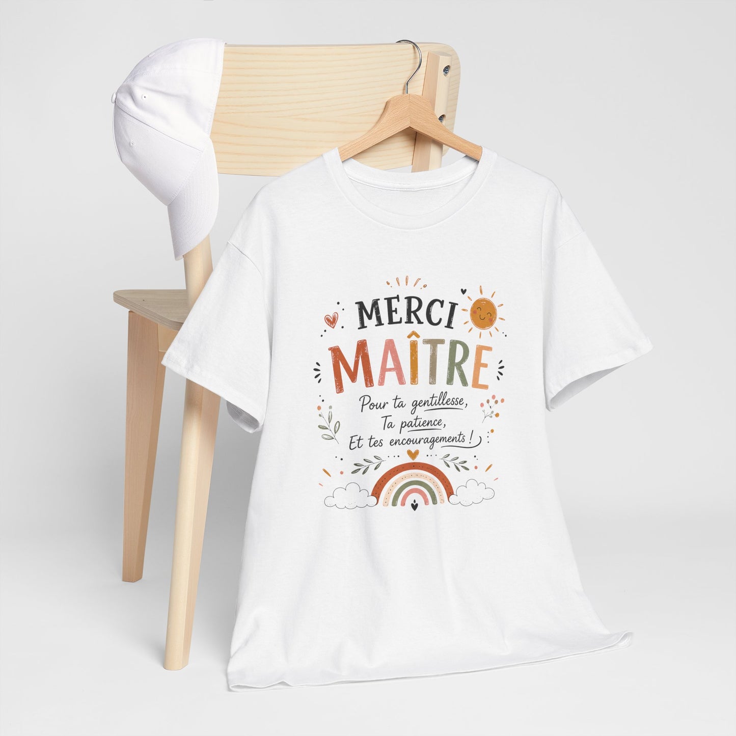 Tee-Shirt Merci Maître Homme – Cadeau Fin d’Année Scolaire Enseignant École Primaire Remerciement Institututeur