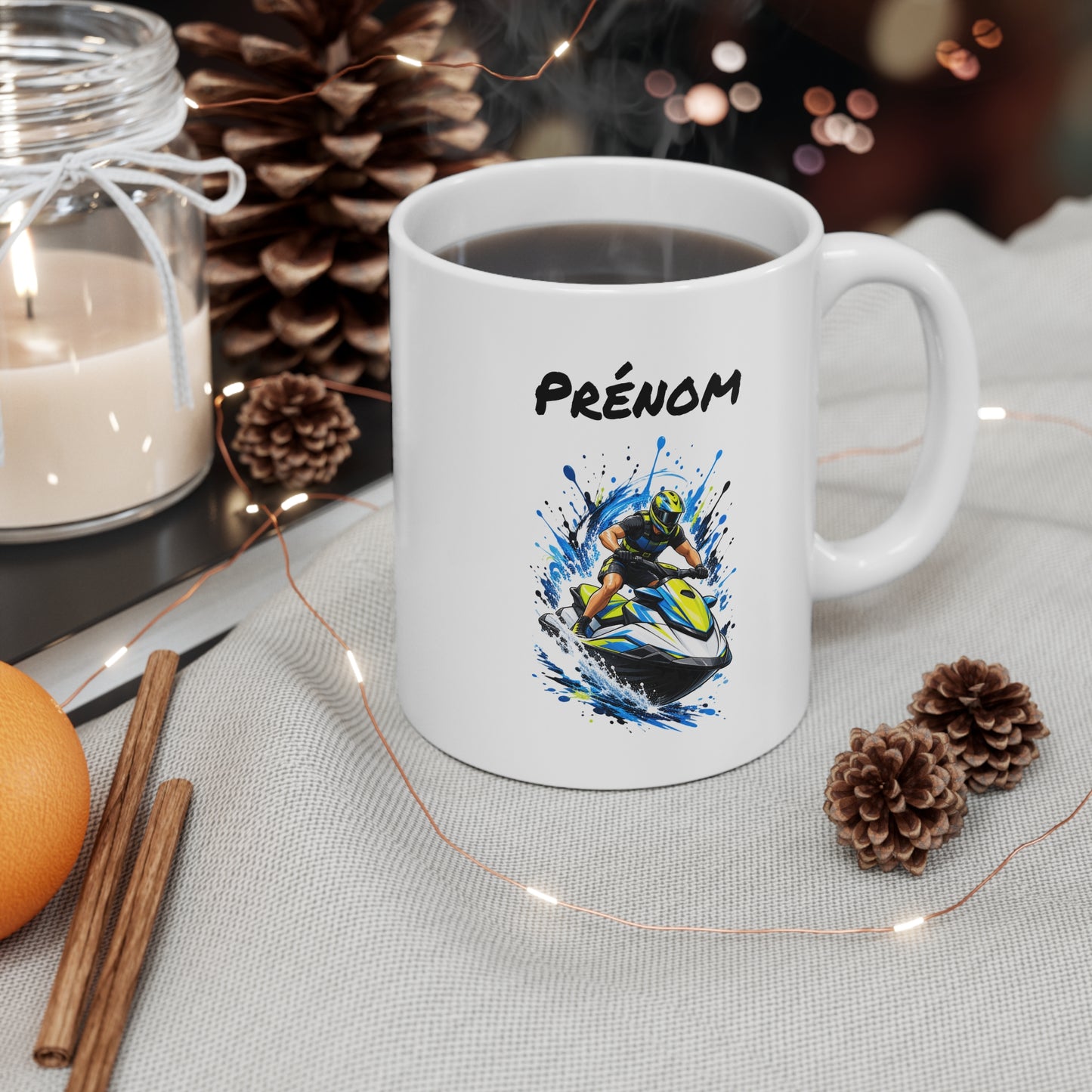 Mug Jet Ski Personnalisable avec Prénom – Homme – Tasse Passion Sport Nautique – Cadeau Original Personnalisé