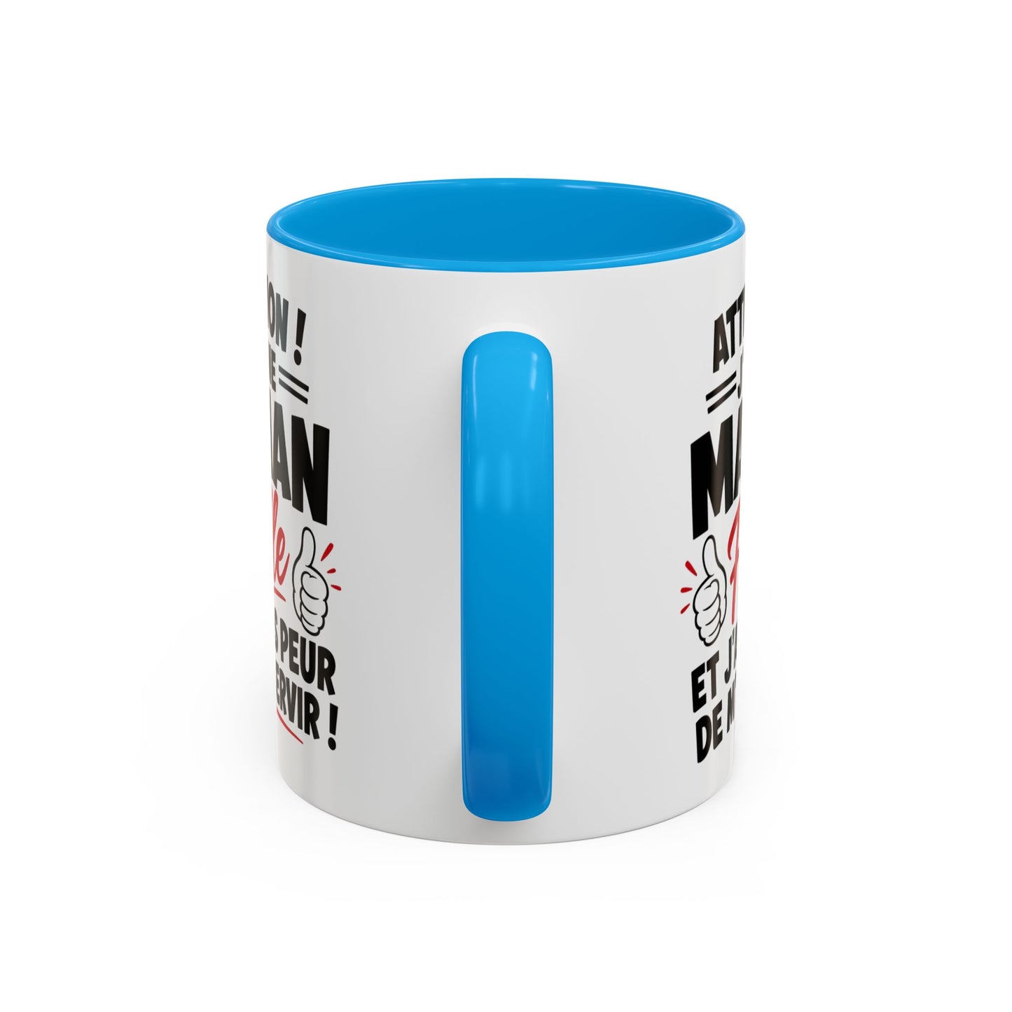 Mug “Attention J’ai Une Maman Folle” – Tasse Humour Maman Protectrice – Cadeau Drôle Fête des Mères – Céramique 325ml Noir Bleu Rouge