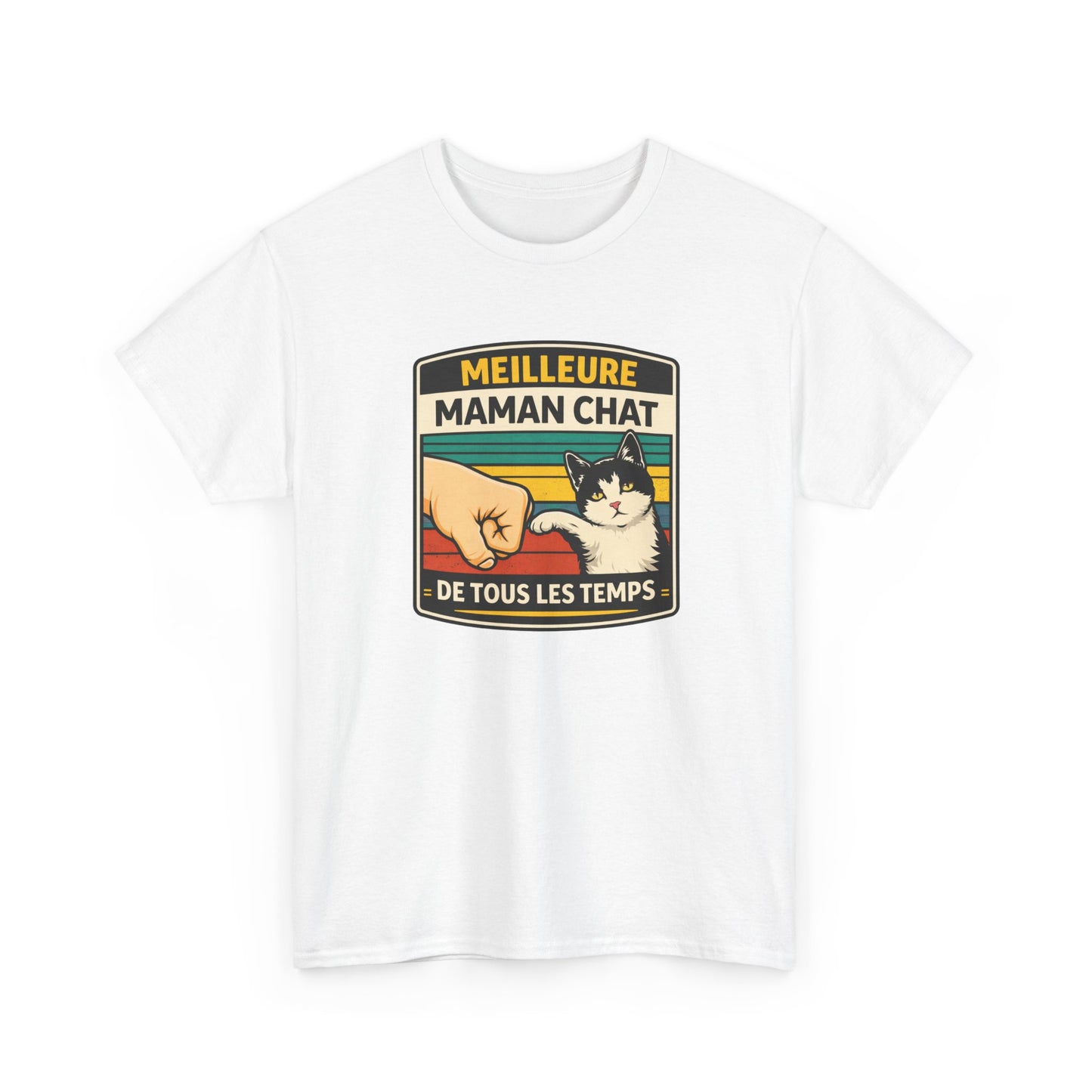 T-Shirt "Meilleure Maman Chat de Tous les Temps" – Design Chat Vintage – Cadeau Femme Amoureuse des Chats