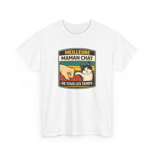 T-Shirt "Meilleure Maman Chat de Tous les Temps" – Design Chat Vintage – Cadeau Femme Amoureuse des Chats