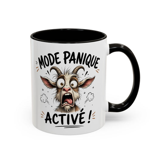 Tasse Mode Panique Activé – Mug Humour Chèvre Folle – Cadeau Drôle Homme Femme 325ml