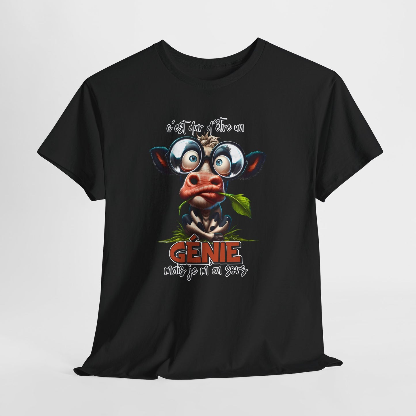 Tee Shirt C’est Dur d’Être un Génie Mais Je M’en Sors – T-Shirt Humour Vache Rigolote – Cadeau Homme Femme