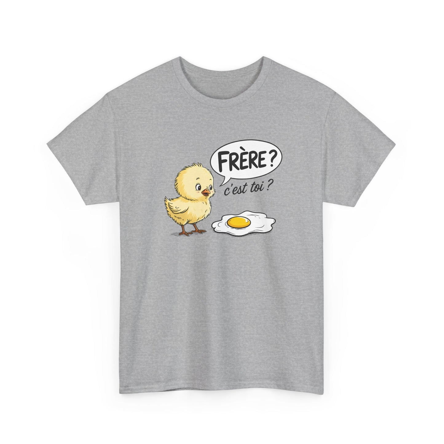 T-Shirt Humoristique Poussin Homme Femme – Tee Shirt Drôle Jeu de Mot Œuf Frère – Cadeau Fun Noir Blanc Gris