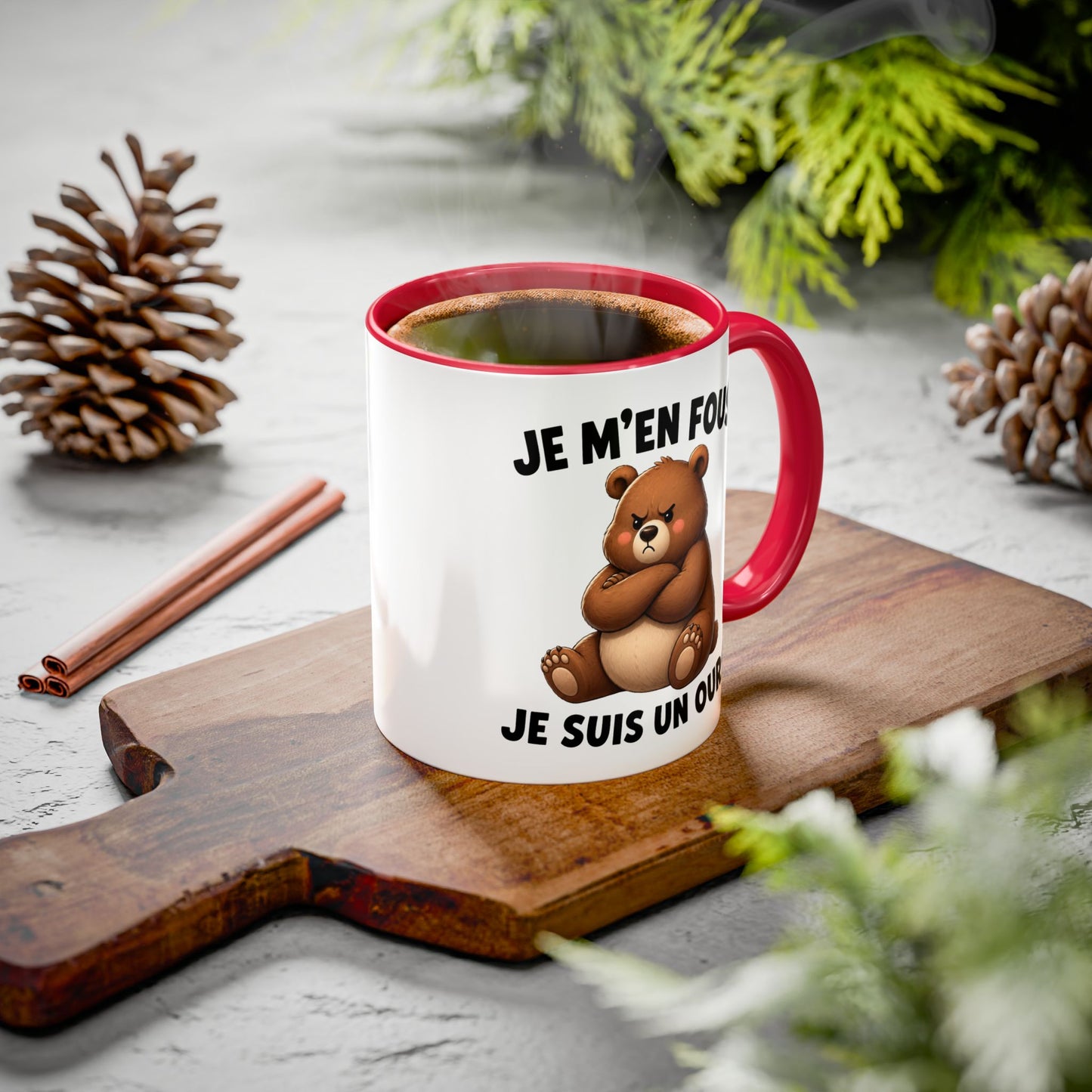 Tasse Je M’en Fous Je Suis un Ours – Mug Ours Humoristique – Cadeau Femme Homme Amoureux des Animaux 325ml