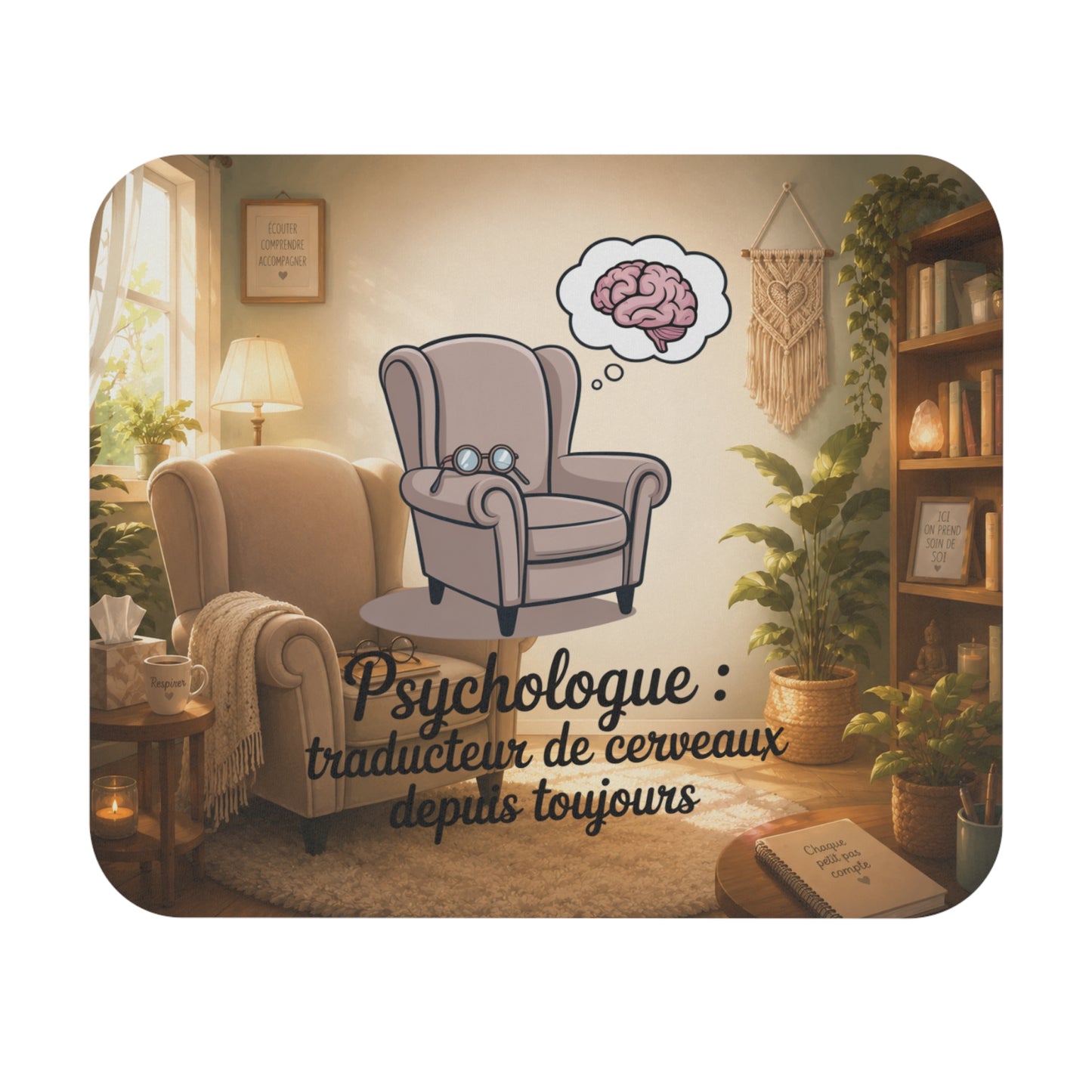 Tapis de Souris 22x18cm Psychologue Traducteur de Cerveaux Depuis Toujours – Cadeau Psychologue Homme Femme – Design Humour Cabinet Psychologie Bureau Gaming