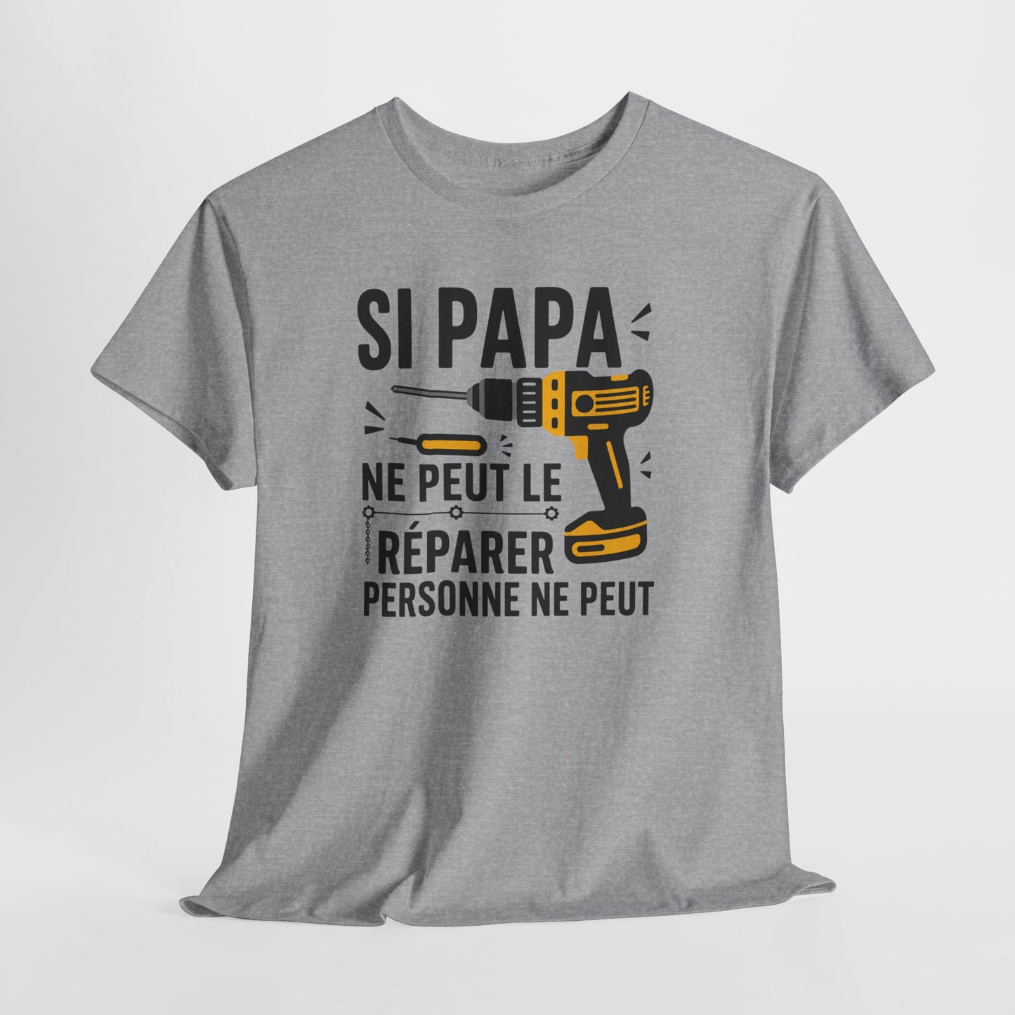 Tee-Shirt Papa Bricoleur Humour – Cadeau Père Bricolage Atelier Outils Perceuse Homme