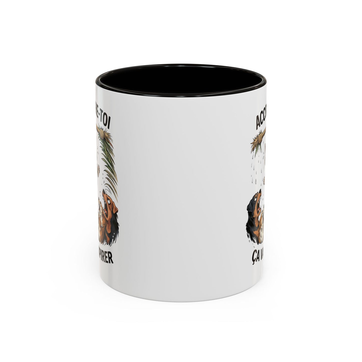 Tasse Humour Chat Suspendu avec Chiens – Accroche-Toi Ça Va Empirer – Mug Drôle Animaux Cadeau Collègue – Céramique 325ml