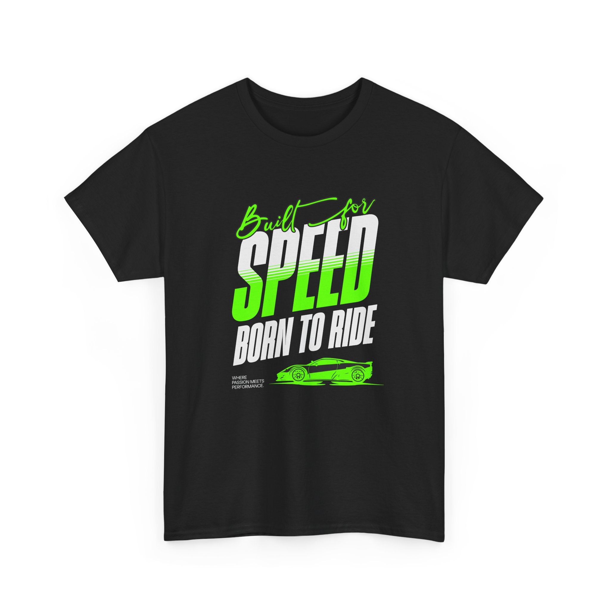 T-Shirt Voiture Racing Homme Femme – Tee Shirt Speed Born To Ride – Cadeau Passion Auto Noir Gris