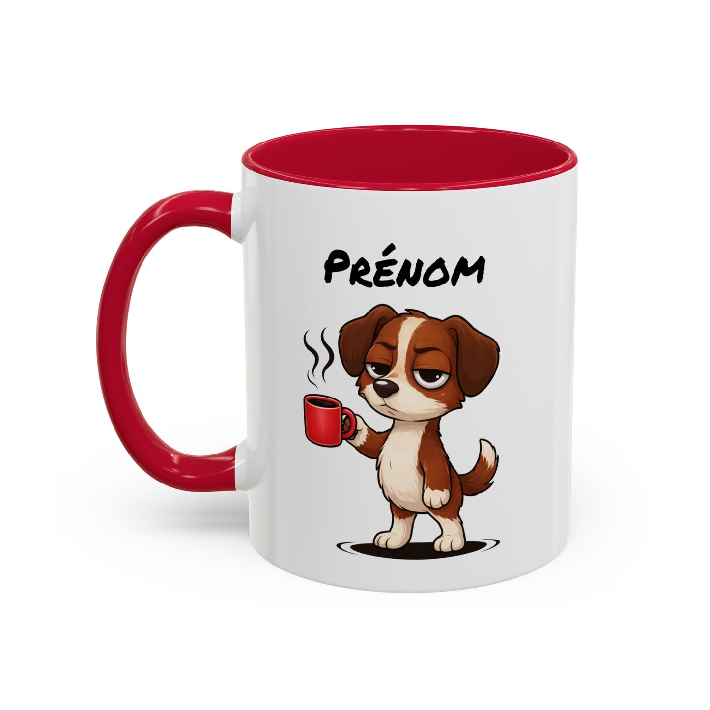 Mug Chien Fatigué Personnalisable 325ml – Tasse Café Humoristique Prénom Cadeau Original Noir Bleu Rouge