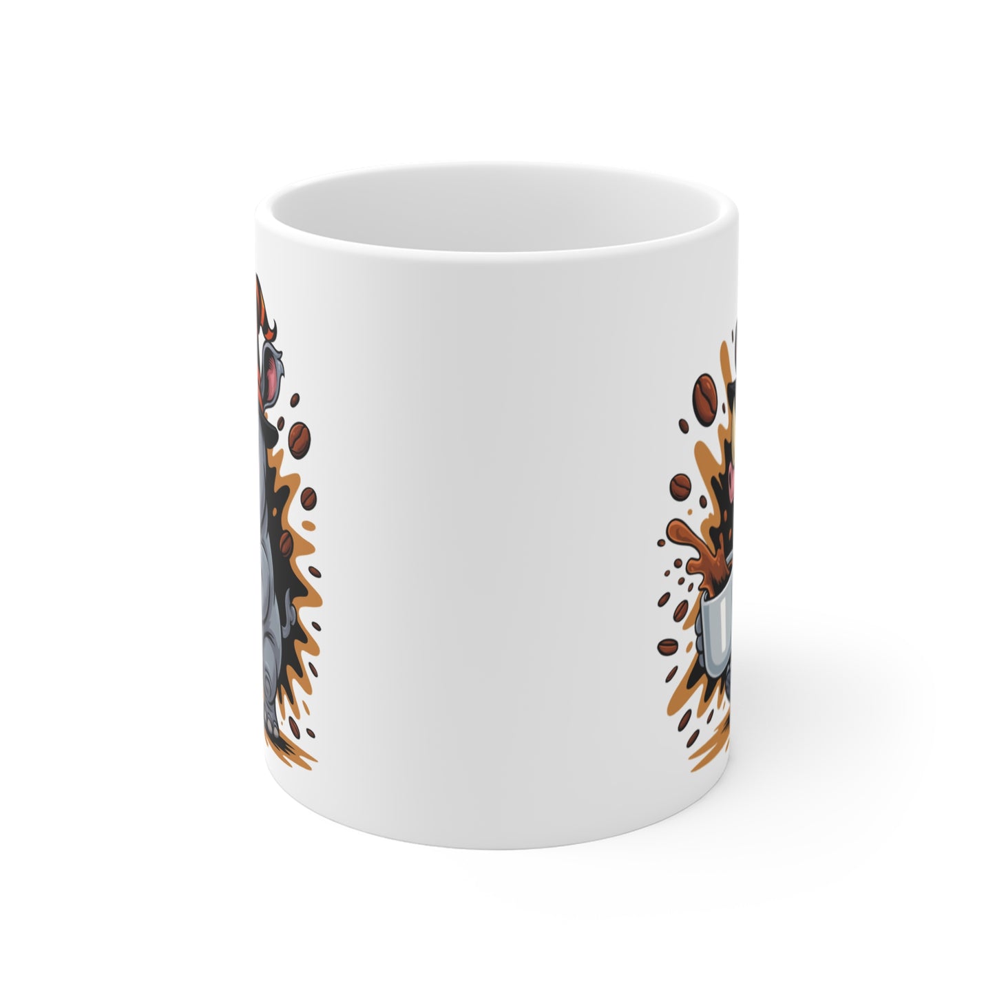 Mug Rhinocéros Sorcier Café – Tasse Céramique 325ml – Illustration Animalière Drôle Halloween