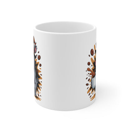 Mug Rhinocéros Sorcier Café – Tasse Céramique 325ml – Illustration Animalière Drôle Halloween