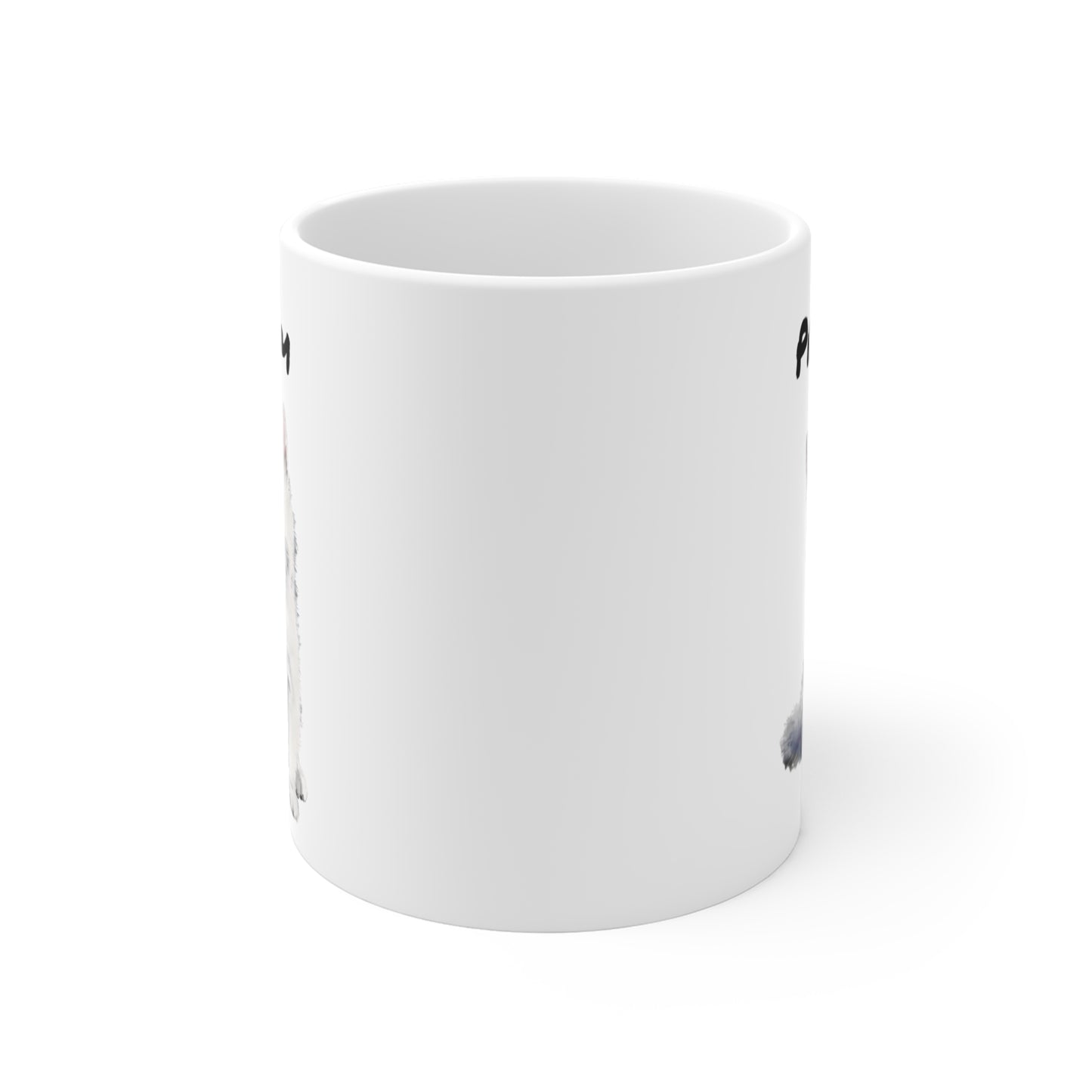 Tasse Personnalisable Chat Blanc Aquarelle – Mug Céramique 325 ml – Cadeau avec Prénom pour Amoureux des Chats
