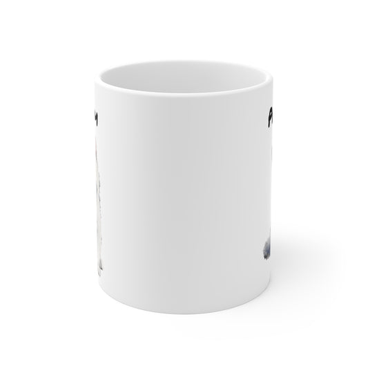 Tasse Personnalisable Chat Blanc Aquarelle – Mug Céramique 325 ml – Cadeau avec Prénom pour Amoureux des Chats