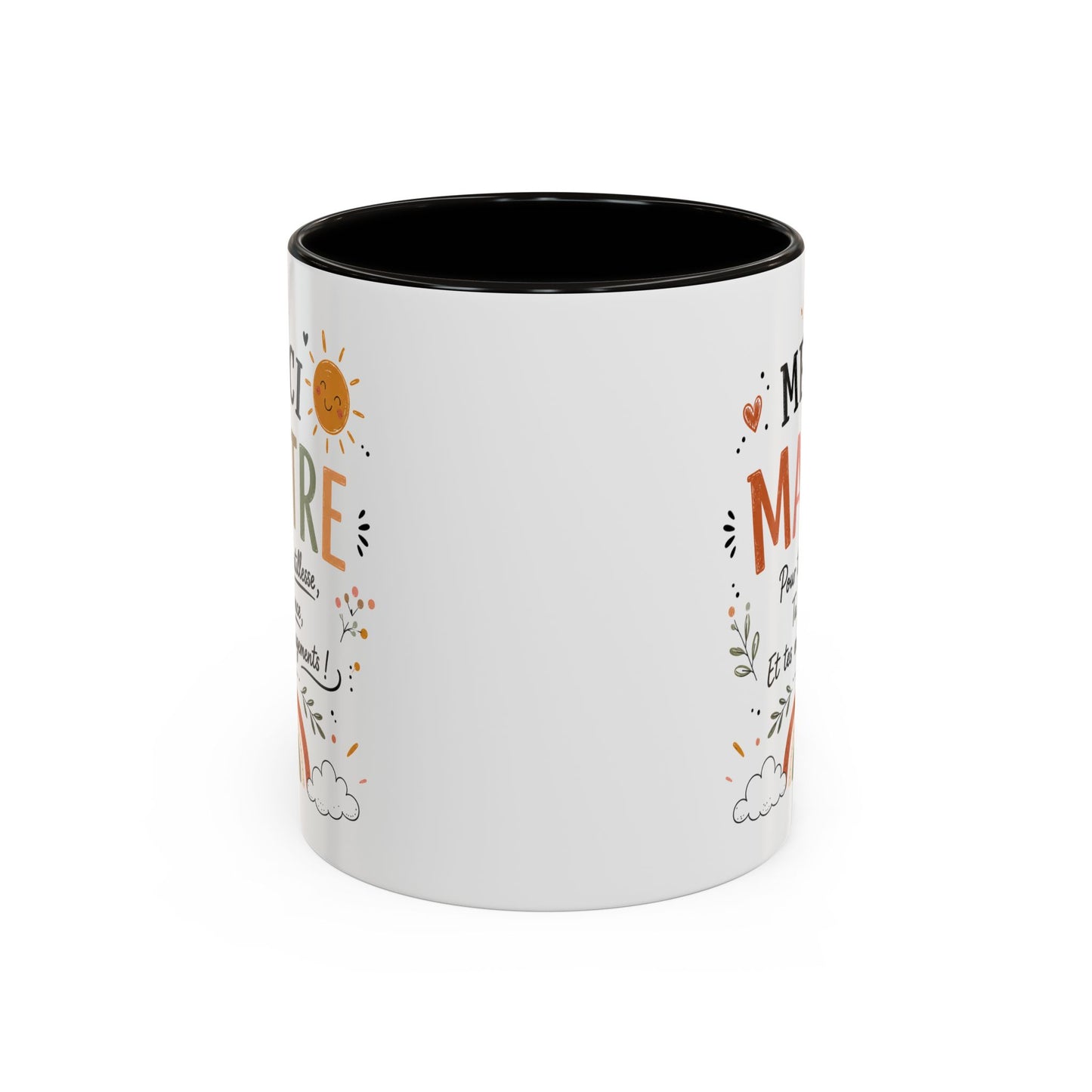 Tasse Merci Maître – Mug Remerciement École Primaire – Cadeau Fin d’Année Enseignant Homme 325ml Noir Bleu Rouge