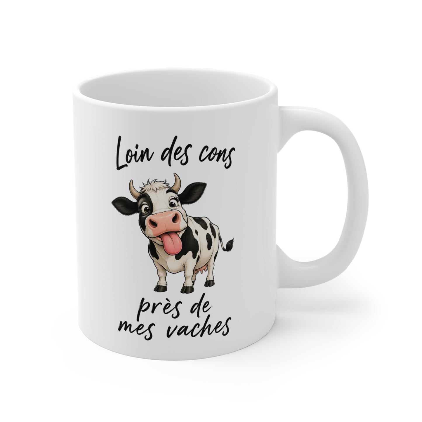 Tasse Loin Des Cons Près De Mes Vaches – Mug Vache Humoristique – Cadeau Humour Homme Femme 325ml