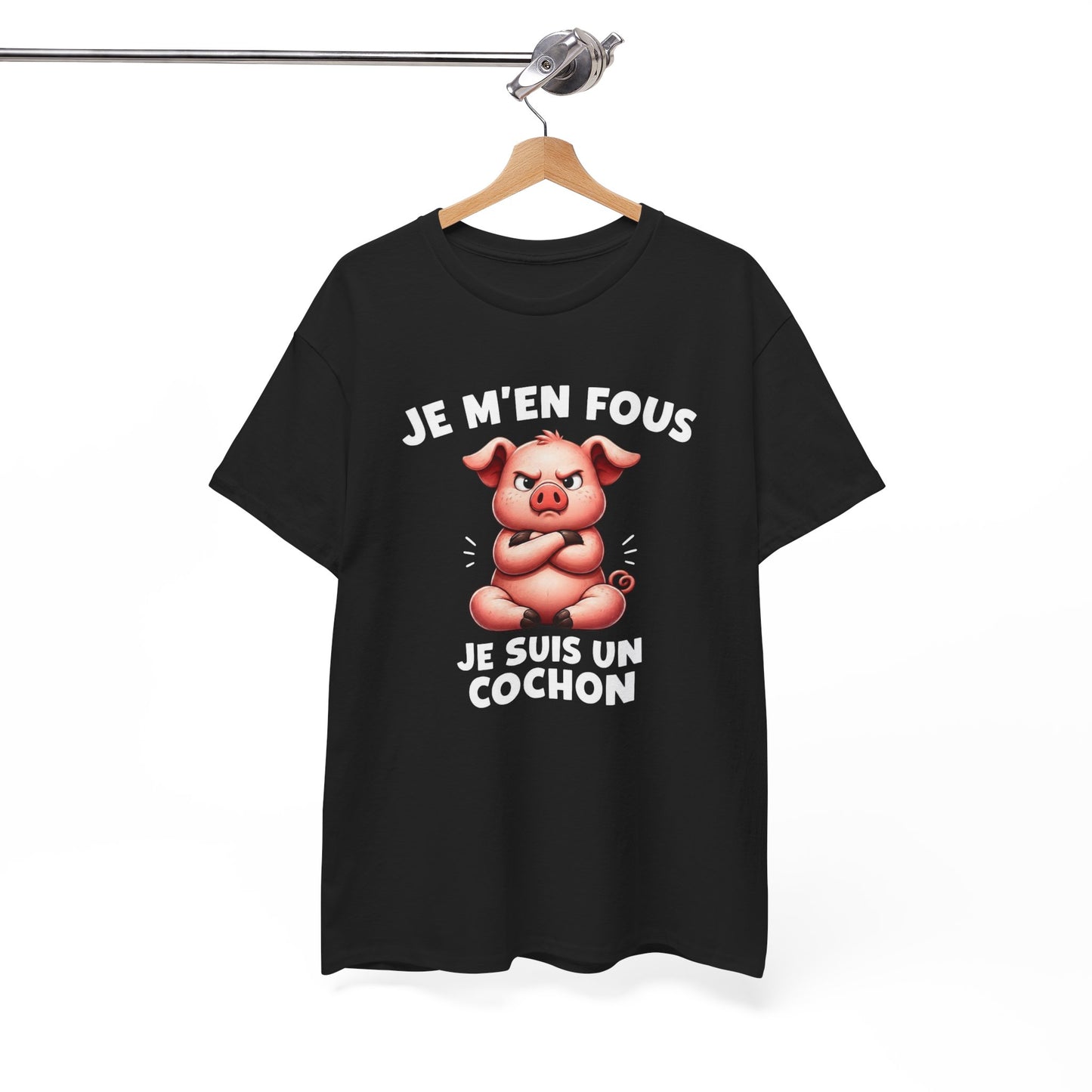 Tee Shirt Je M’En Fous Je Suis Un Cochon – T-Shirt Humour Cochon Grincheux – Cadeau Homme Femme Animal Mignon et Sarcastique