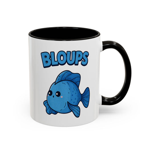Mug Poisson Bleu Kawaii Homme – Tasse Humour Bloups – Cadeau Original Drôle Animal Marin Café Thé 325ml