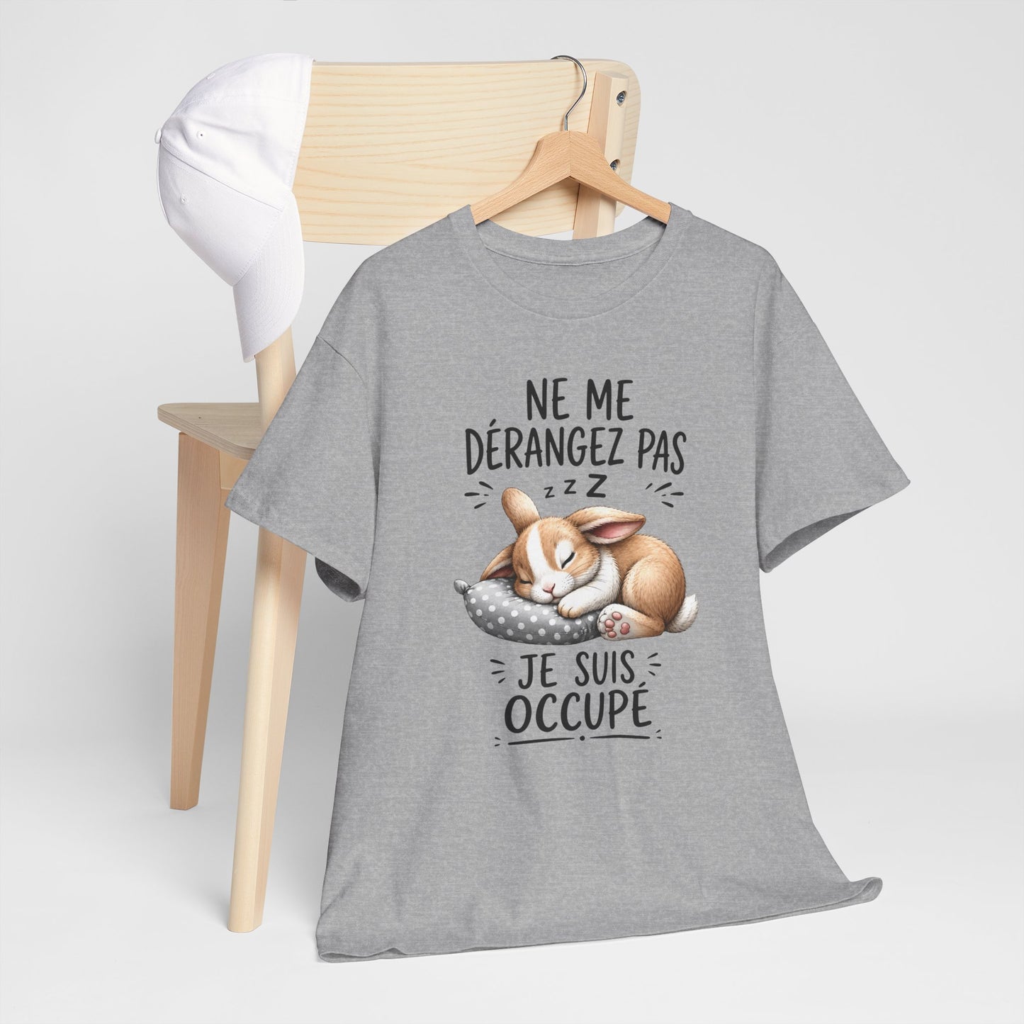 Tee Shirt Ne Me Dérangez Pas Je Suis Occupé – T-Shirt Lapin Dormeur Humour – Cadeau Homme Femme Animal Adorable