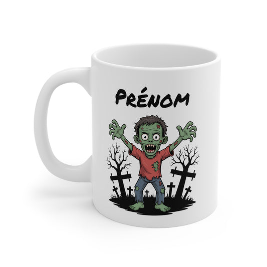 Tasse Personnalisable Zombie Halloween 325ml – Mug Cartoon Effrayant avec Prénom