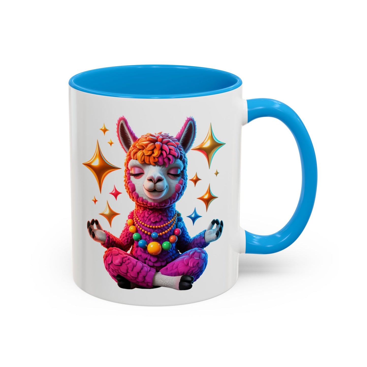 Mug Lama Méditation – Tasse Design Zen Coloré avec Étoiles – Cadeau Relaxation 325ml