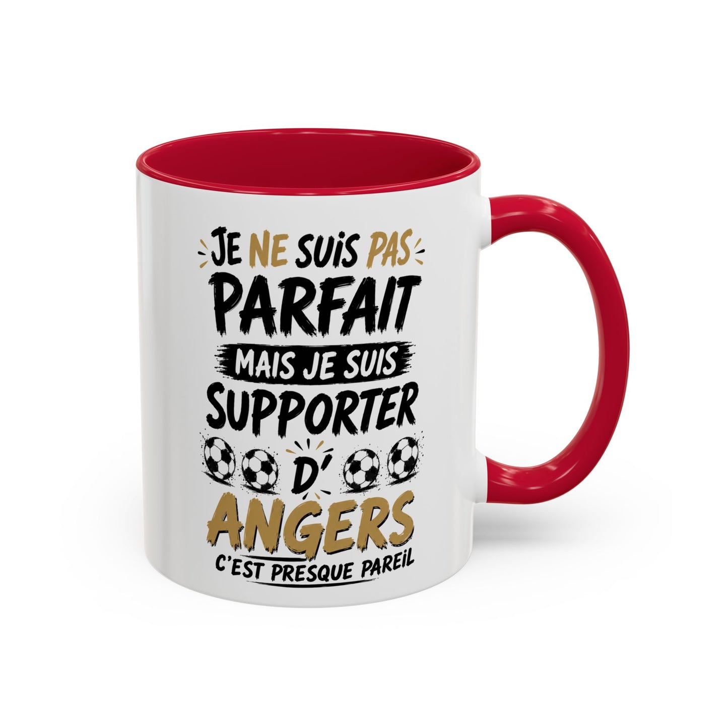 Tasse Je Ne Suis Pas Parfait Mais Je Suis Supporter d’Angers – Mug Humour Football Supporter – Cadeau Football 325ml