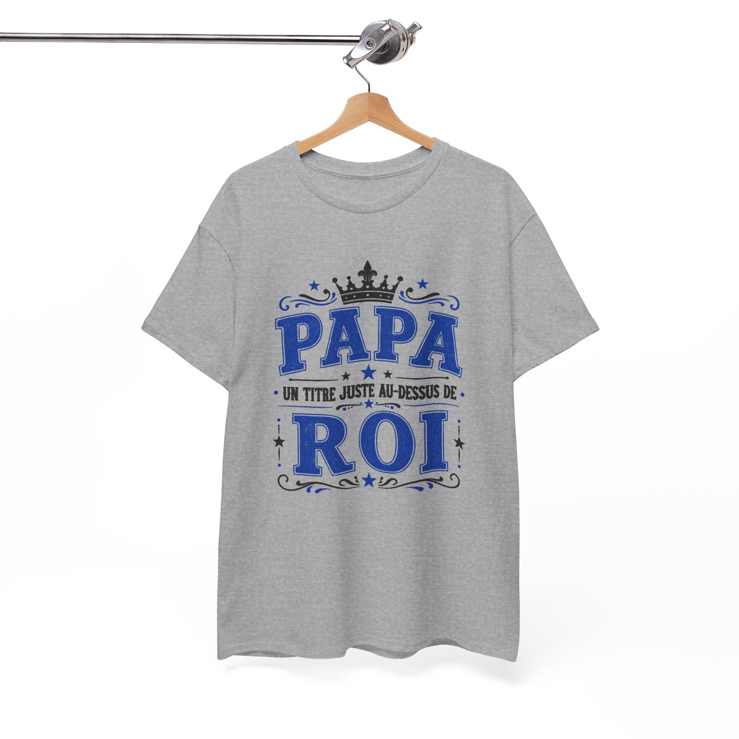 Tee Shirt Homme Papa Roi Père Humour Famille Couronne Idée Cadeau Fête des Pères Anniversaire