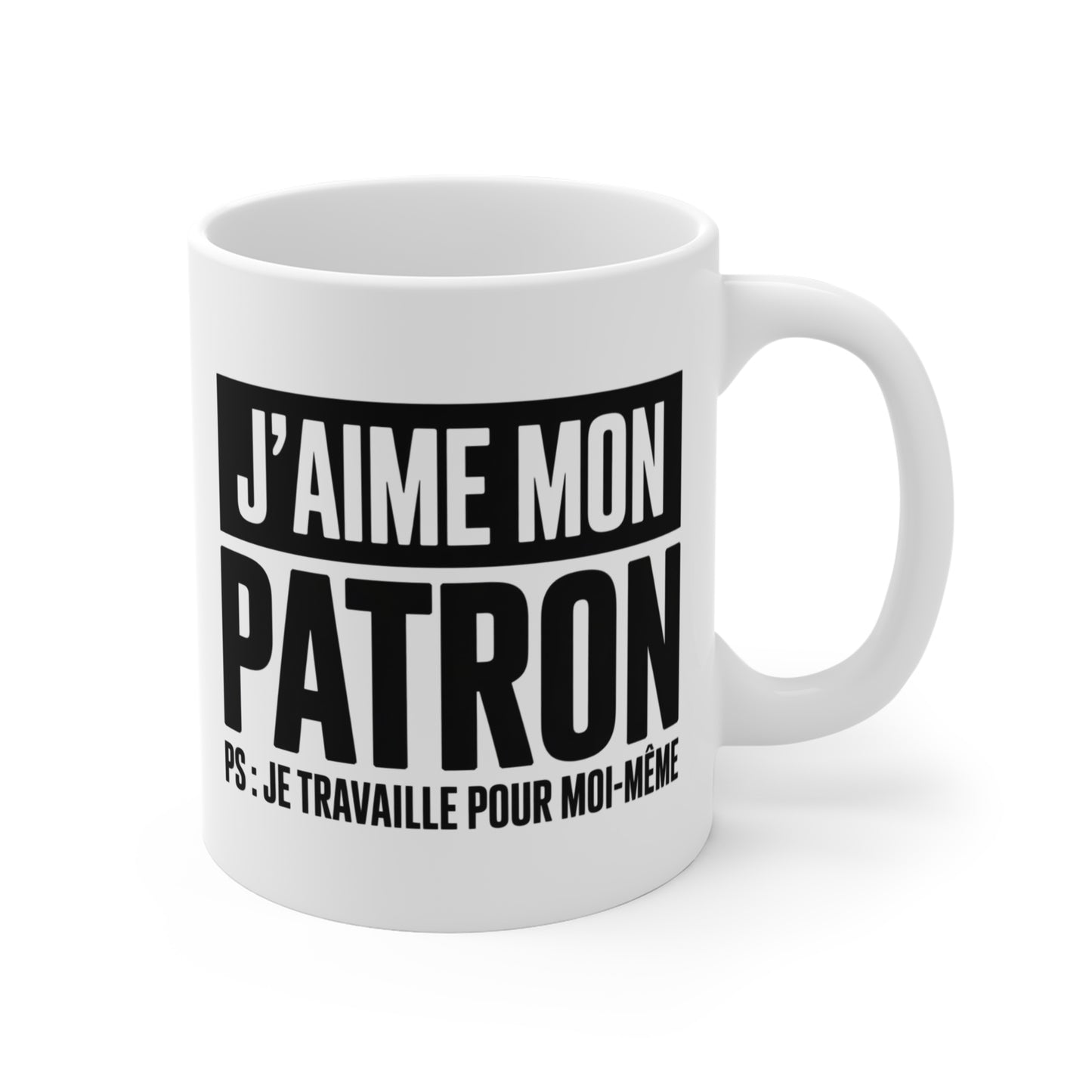 Tasse Céramique 325ml “J’Aime Mon Patron” – Mug Humour Auto-Entrepreneur Travail – Cadeau Indépendant