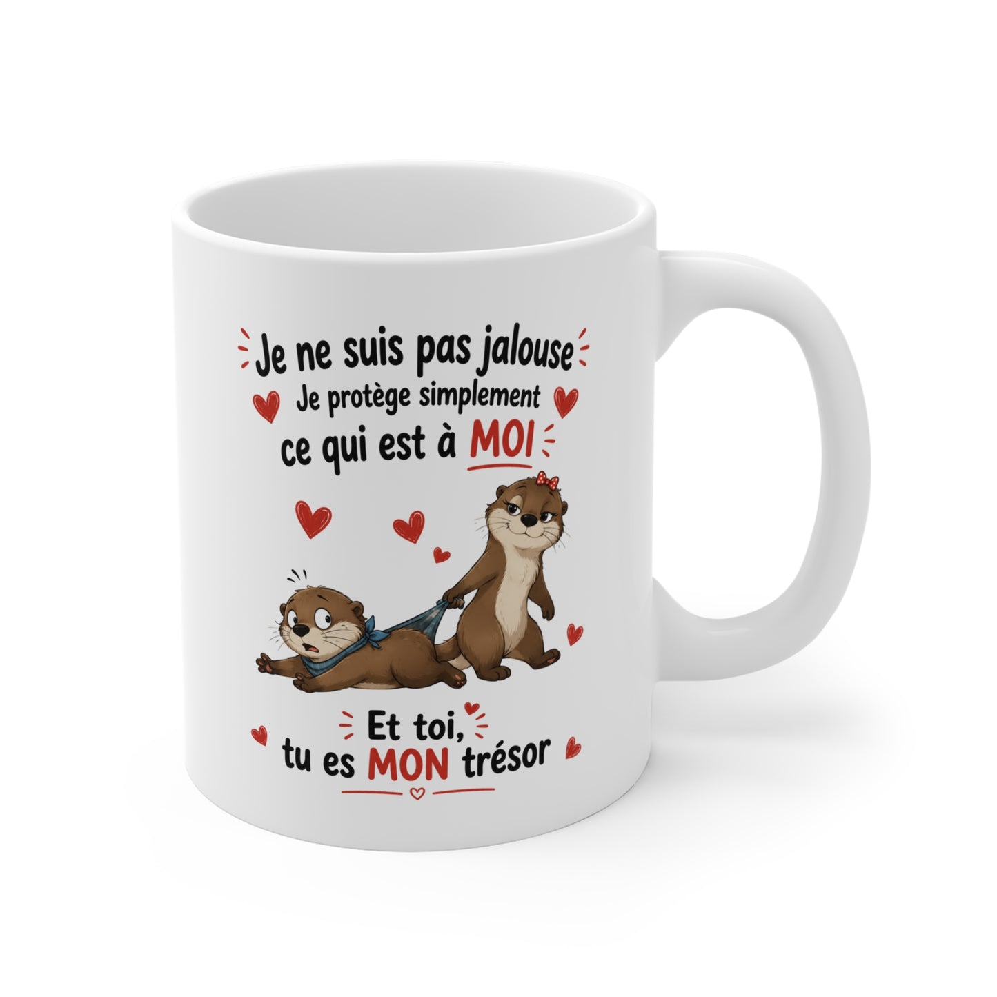 Tasse Je Ne Suis Pas Jalouse – Mug Couple Loutre Humour Amour – Cadeau Romantique 325ml
