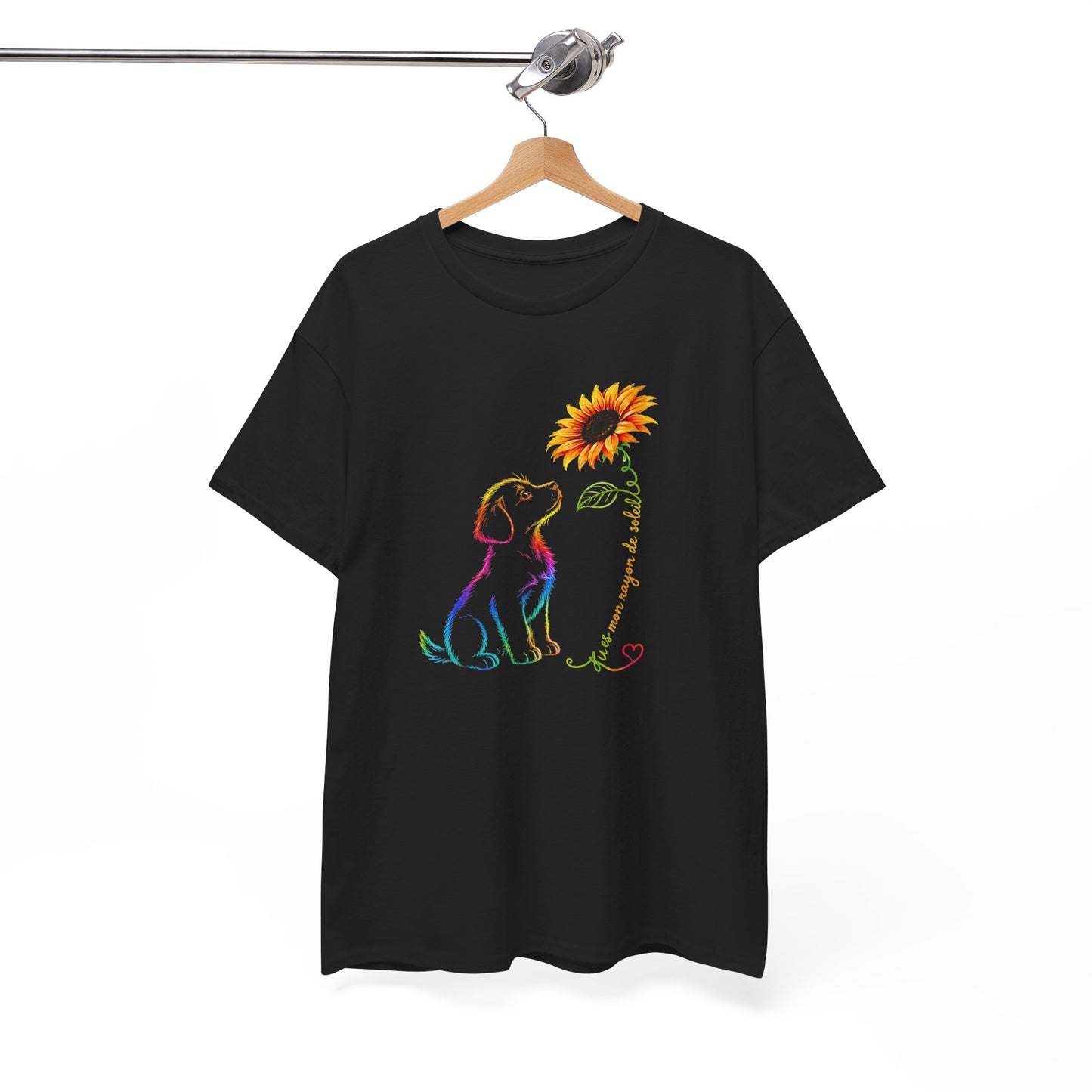 Tee Shirt Femme Chien Tournesol Coloré Amour Animaux Fleur Cadeau Maîtresse de Chien Original