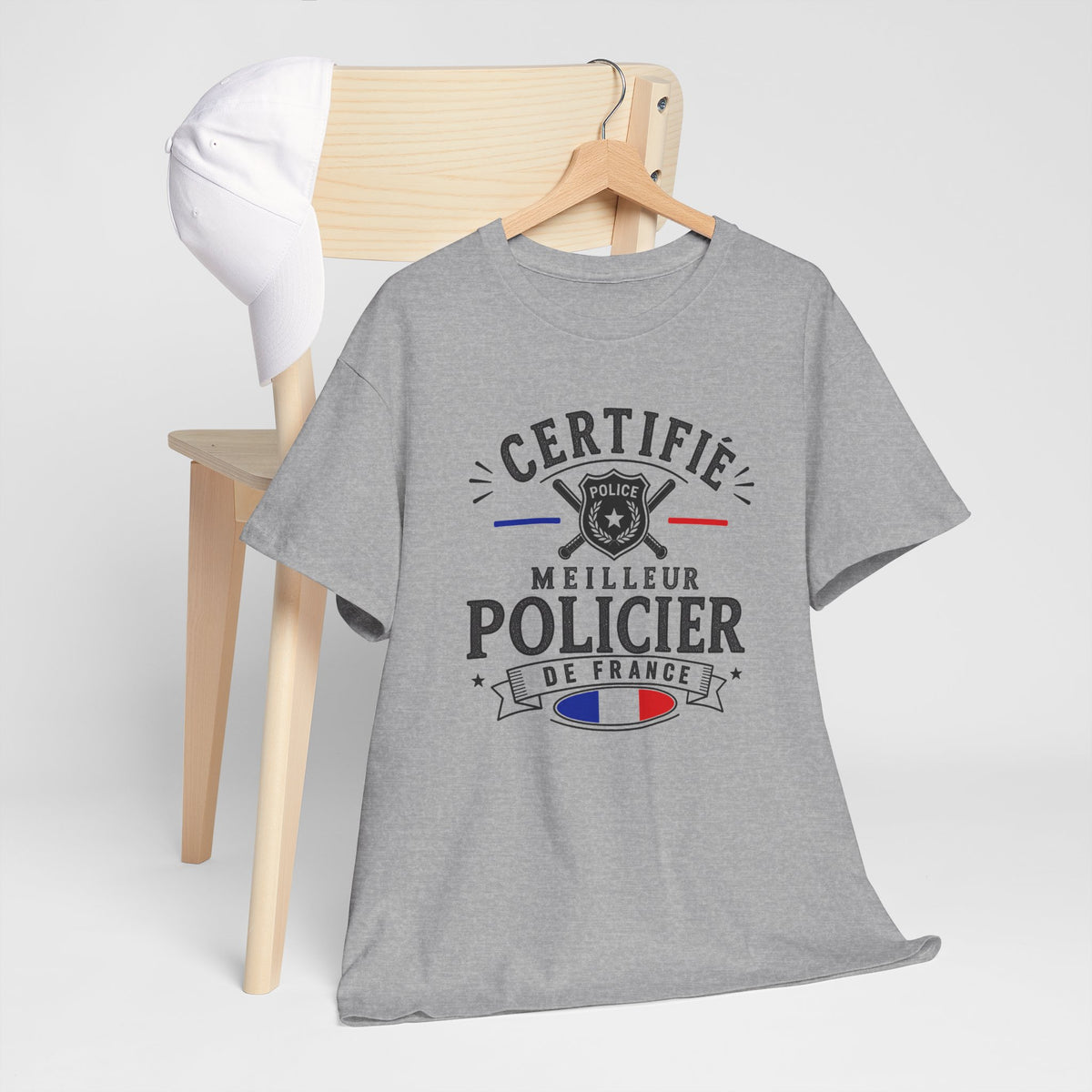 Tee Shirt Policier Homme – Certifié Meilleur Policier de France – T-Shirt Métier Police Cadeau Original Homme