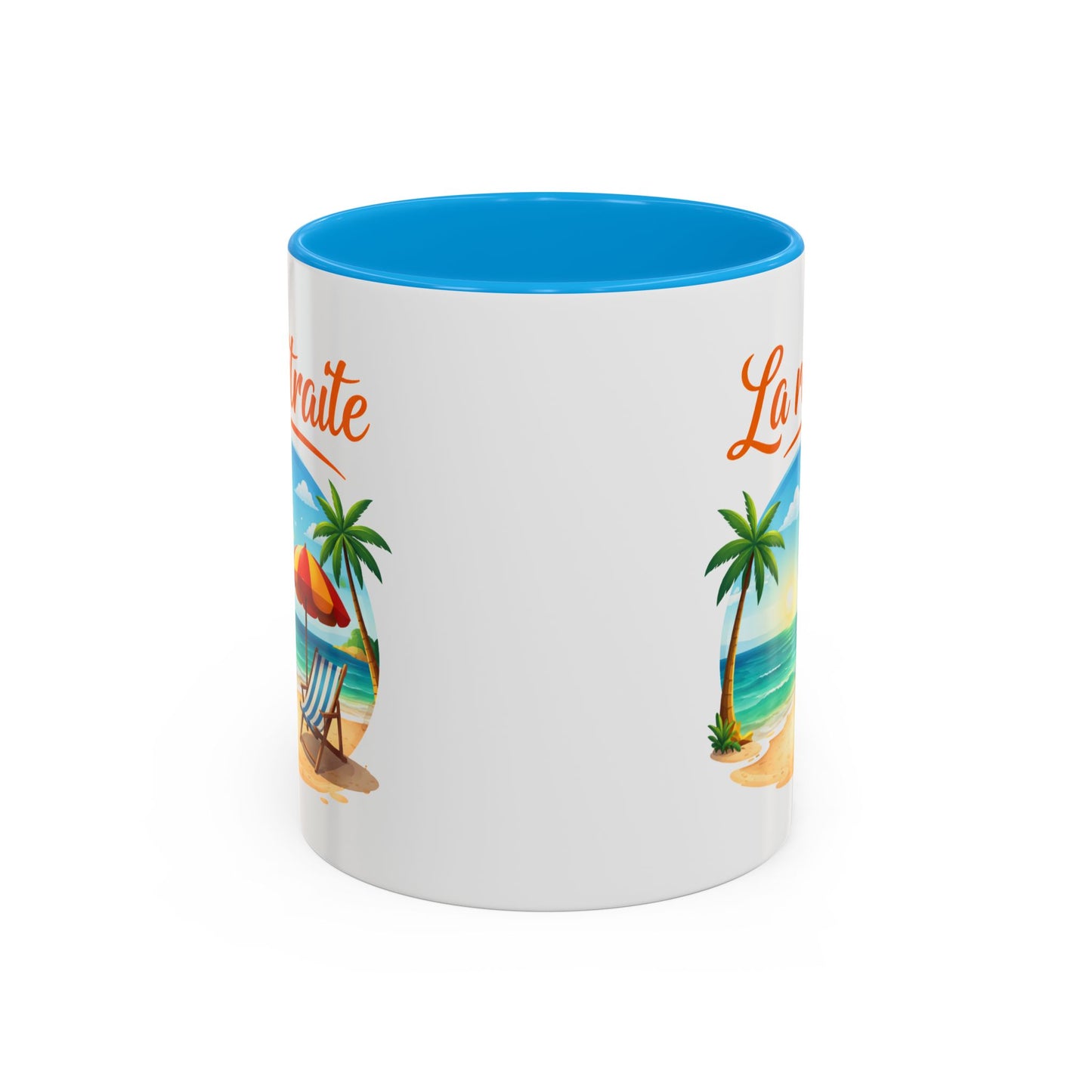 Mug Retraite Plage Tropicale – Tasse Vacances Soleil Mer Palmiers – Cadeau Départ Retraite Homme Femme – Céramique 325ml Noir Bleu Rouge