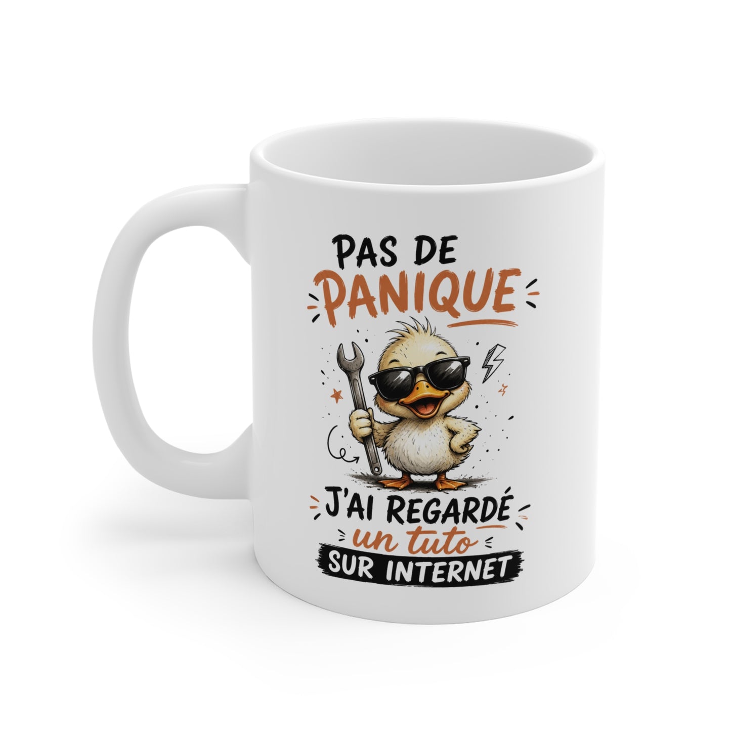 Tasse Pas De Panique J’Ai Regardé Un Tuto Sur Internet – Mug Humour Bricolage Canard – Cadeau Homme Femme 325ml