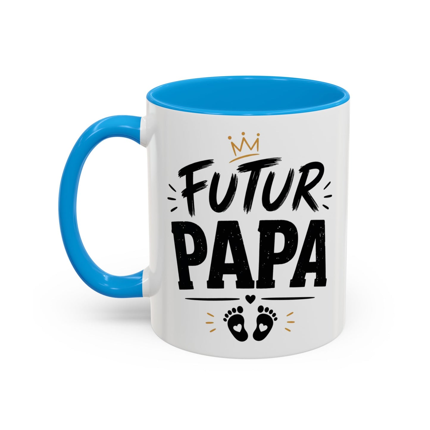 Mug Futur Papa – Tasse Grossesse avec Couronne et Pieds Bébé – Cadeau Future Papa Annonce Grossesse – Céramique 325ml Noir Bleu Rouge