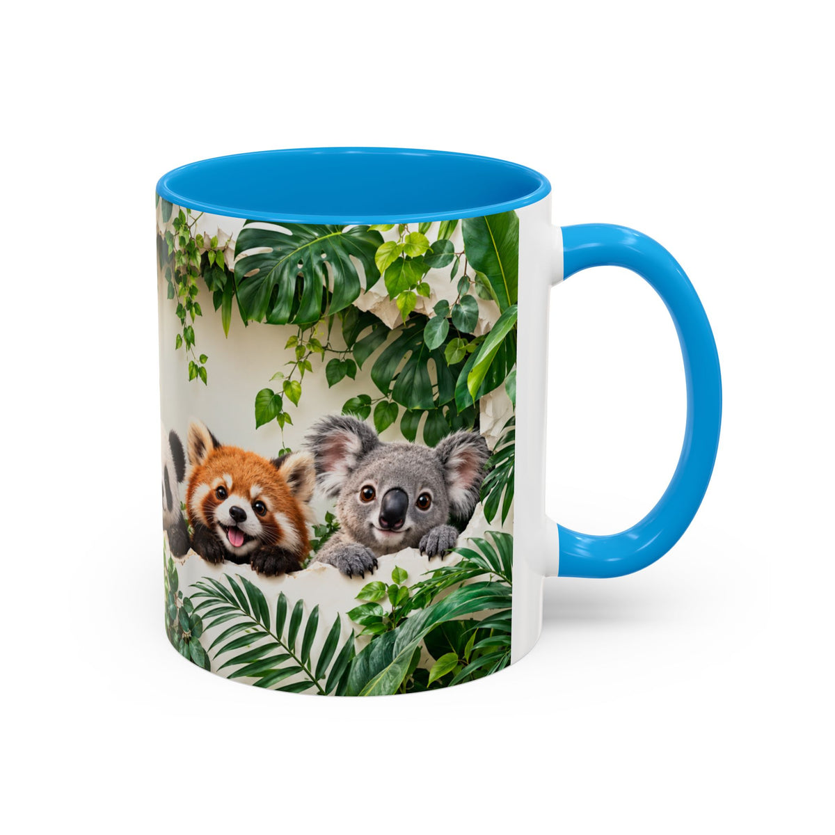 Mug Animaux de la Jungle et Compagnie – Chien, Chat, Girafe, Panda, Panda Roux et Koala – Tasse Colorée Cadeau Amoureux des Animaux