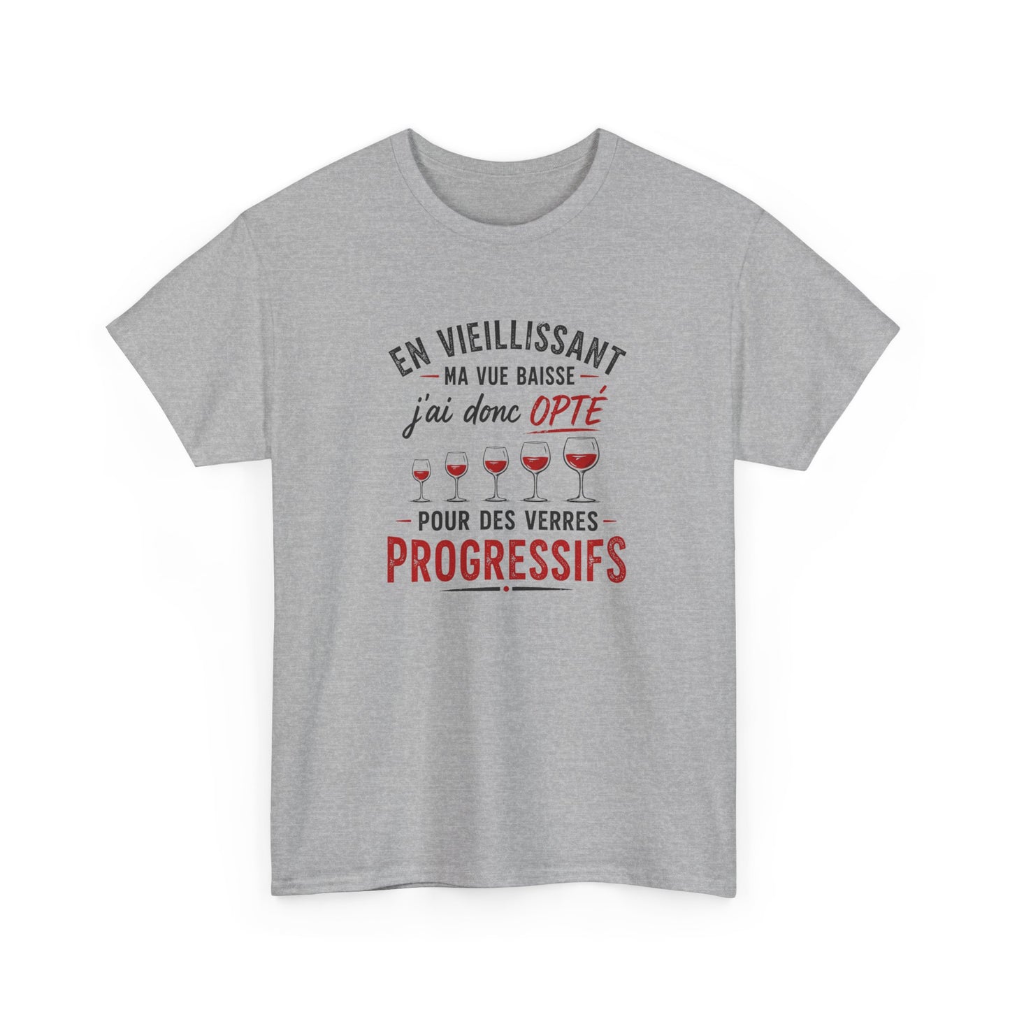 T-Shirt Humour Vin Verres Progressifs – Tee Shirt Drôle Apéro Vin Rouge Citation Amusante Adulte – Idée Cadeau Amateur Vin