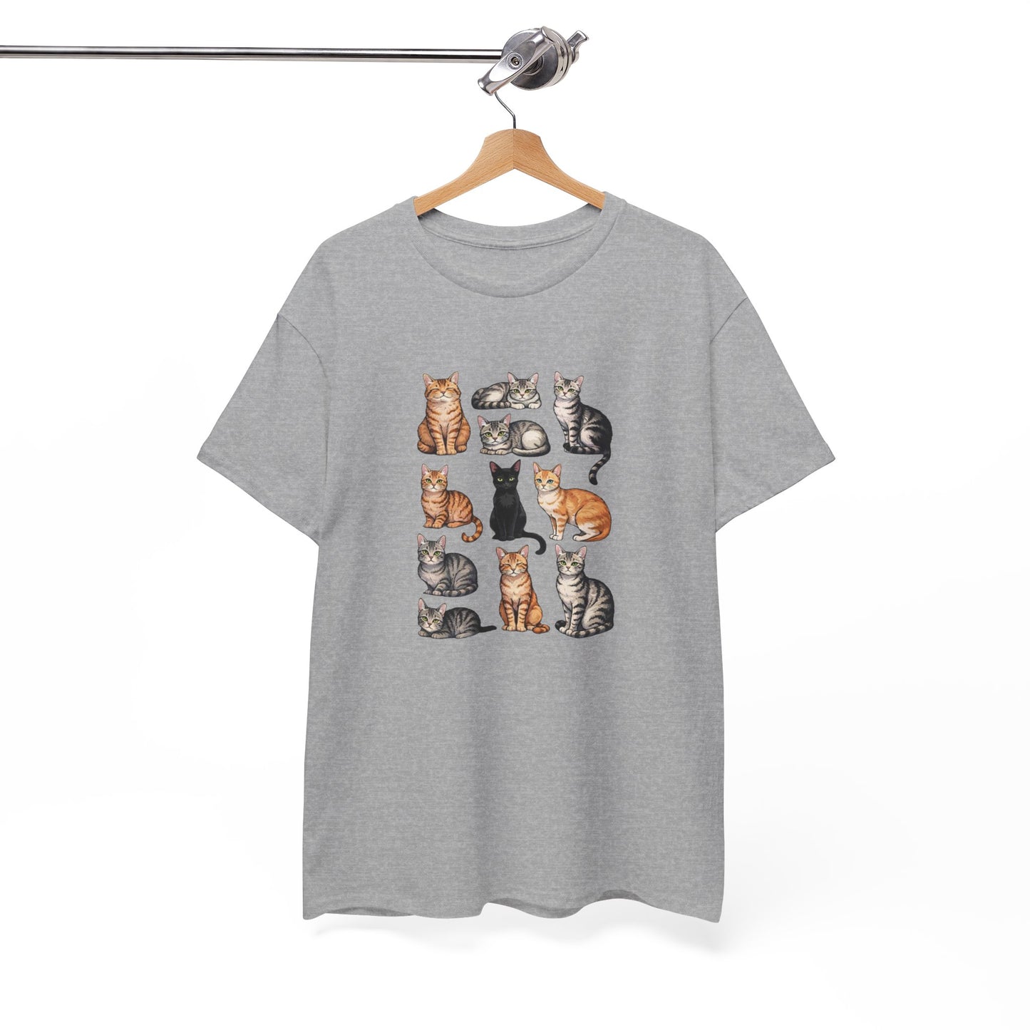T-Shirt Chats Mignons Multiples – Design Différentes Races de Chats – Tee-Shirt Amoureux des Chats