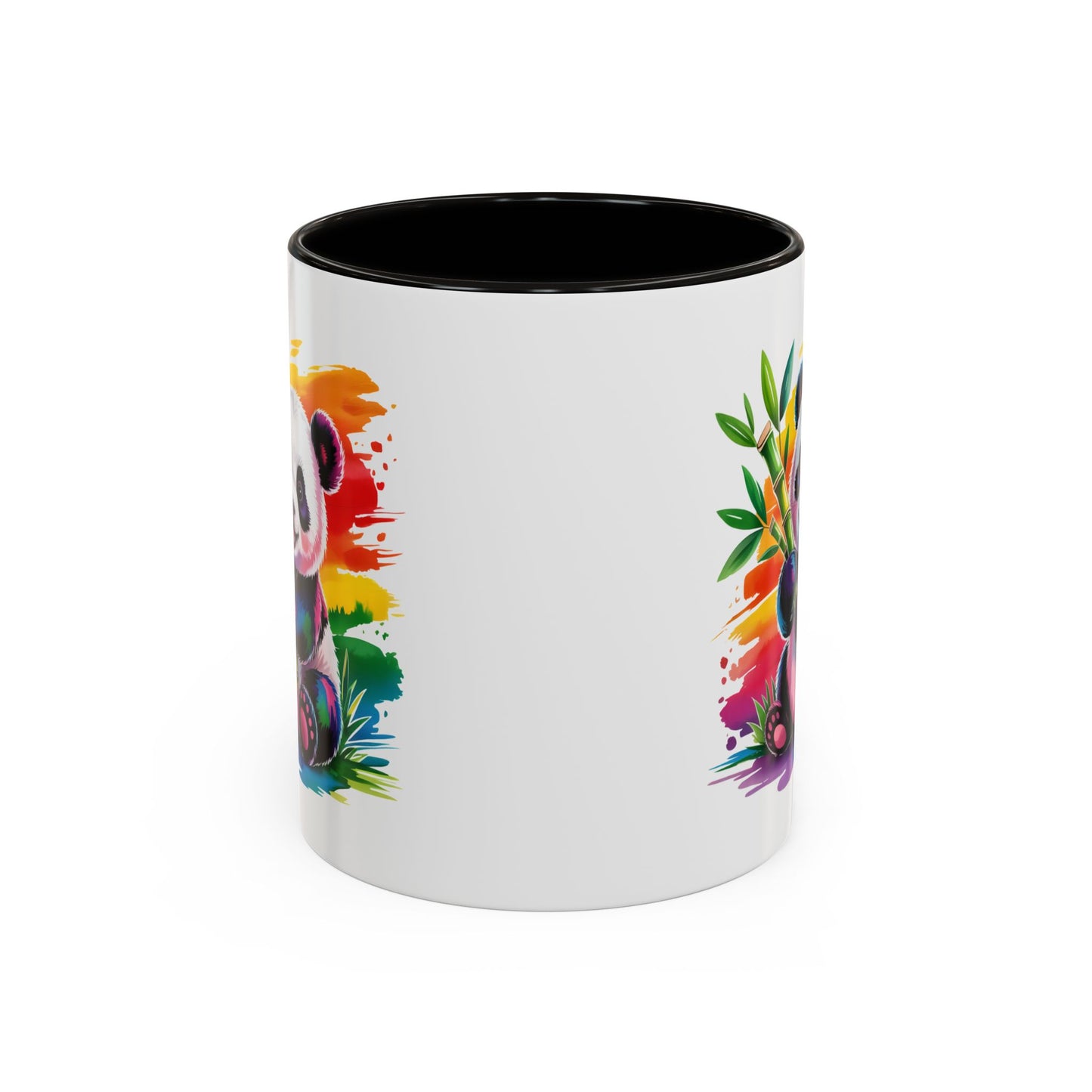 Mug Panda Mignon Coloré – Tasse Animal Bambou Design Arc-en-Ciel – Cadeau Original Enfant Adulte – Céramique 325ml Noir Bleu Rouge
