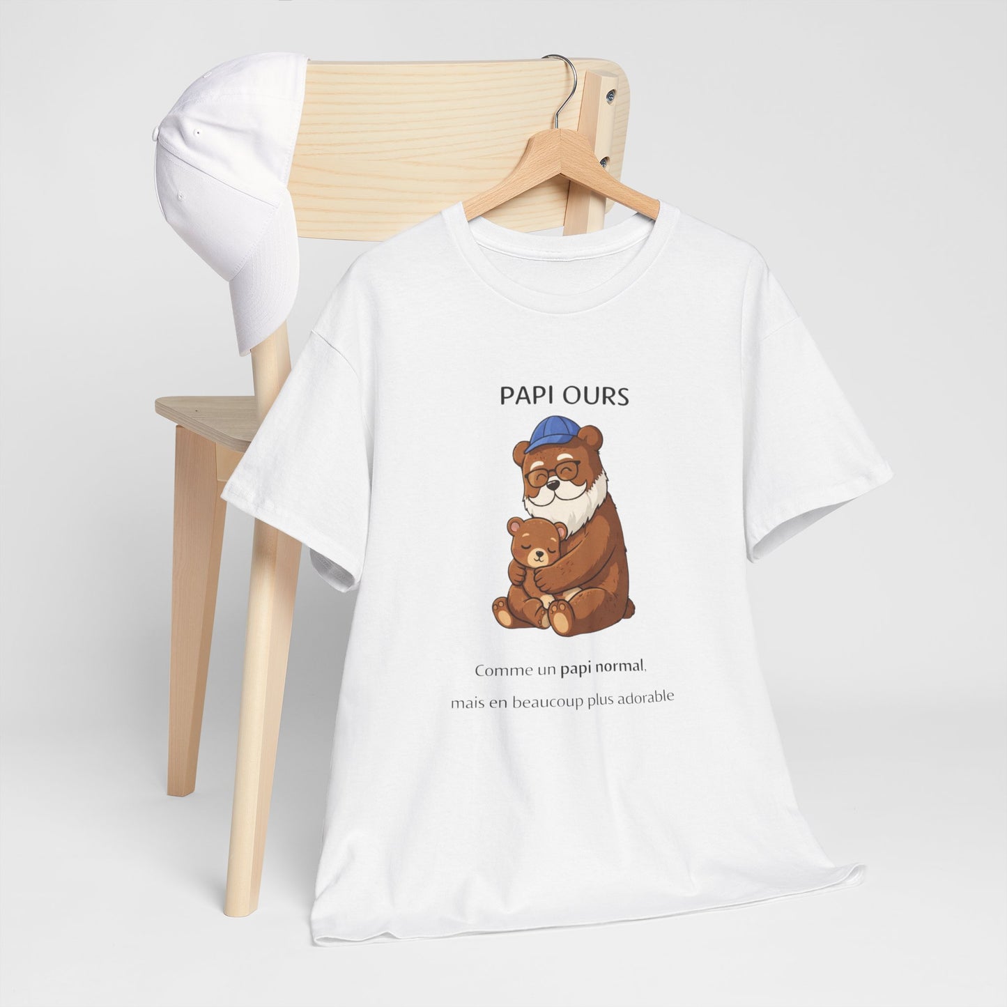 T-Shirt Papi Ours Mignon – Cadeau Papi Original – Tee Shirt Ours Amour Grand-Père