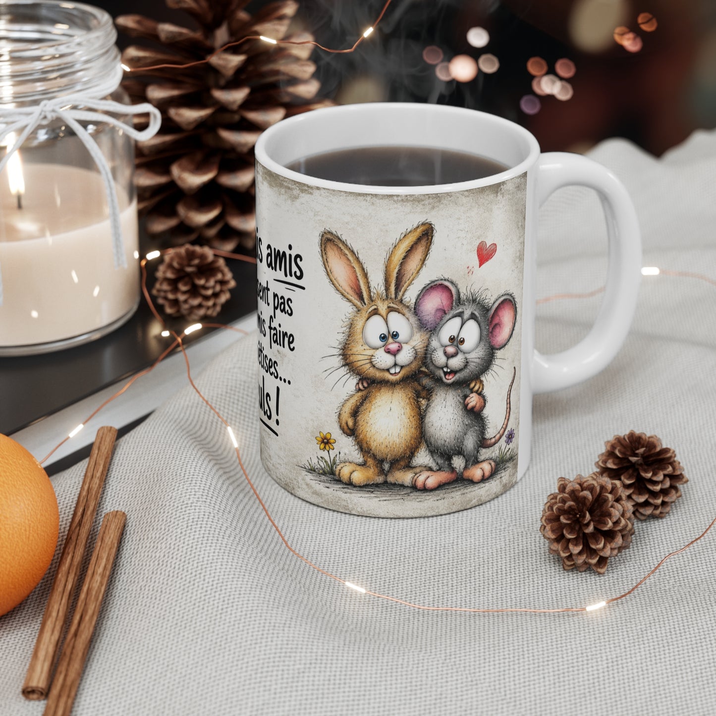 Tasse Les Vrais Amis Ne Laissent Pas Leurs Amis Faire Des Bêtises Seuls – Mug Humour Amitié Animaux 325ml