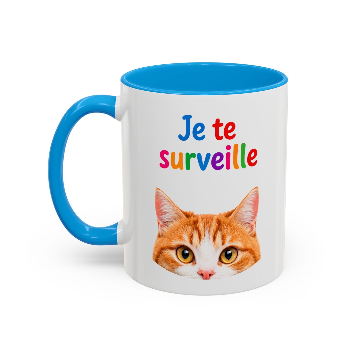 Tasse Chat Je te Surveille 325ml – Mug Céramique Humour Chat Mignon Cadeau Original Animaux