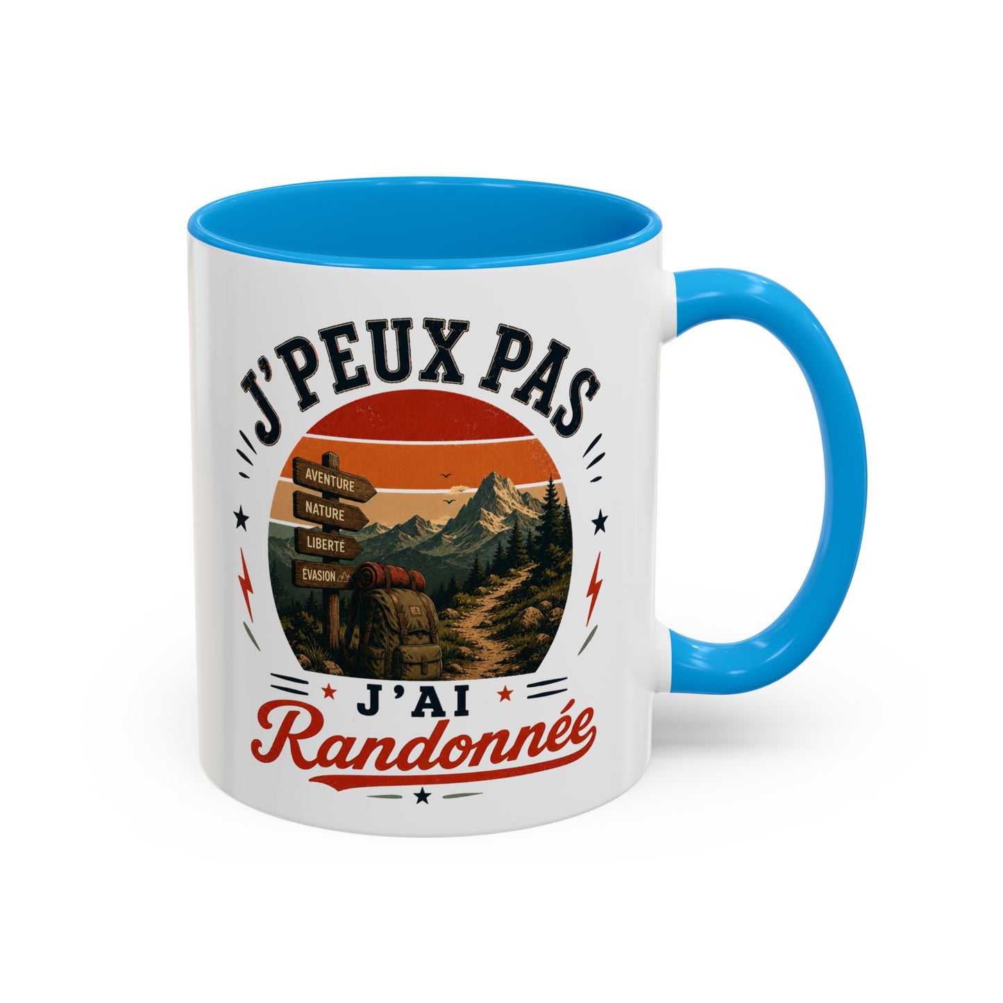 Tasse J’Peux Pas J’Ai Randonnée – Mug Humour Randonnée Vintage – Cadeau Passion Montagne Nature 325ml