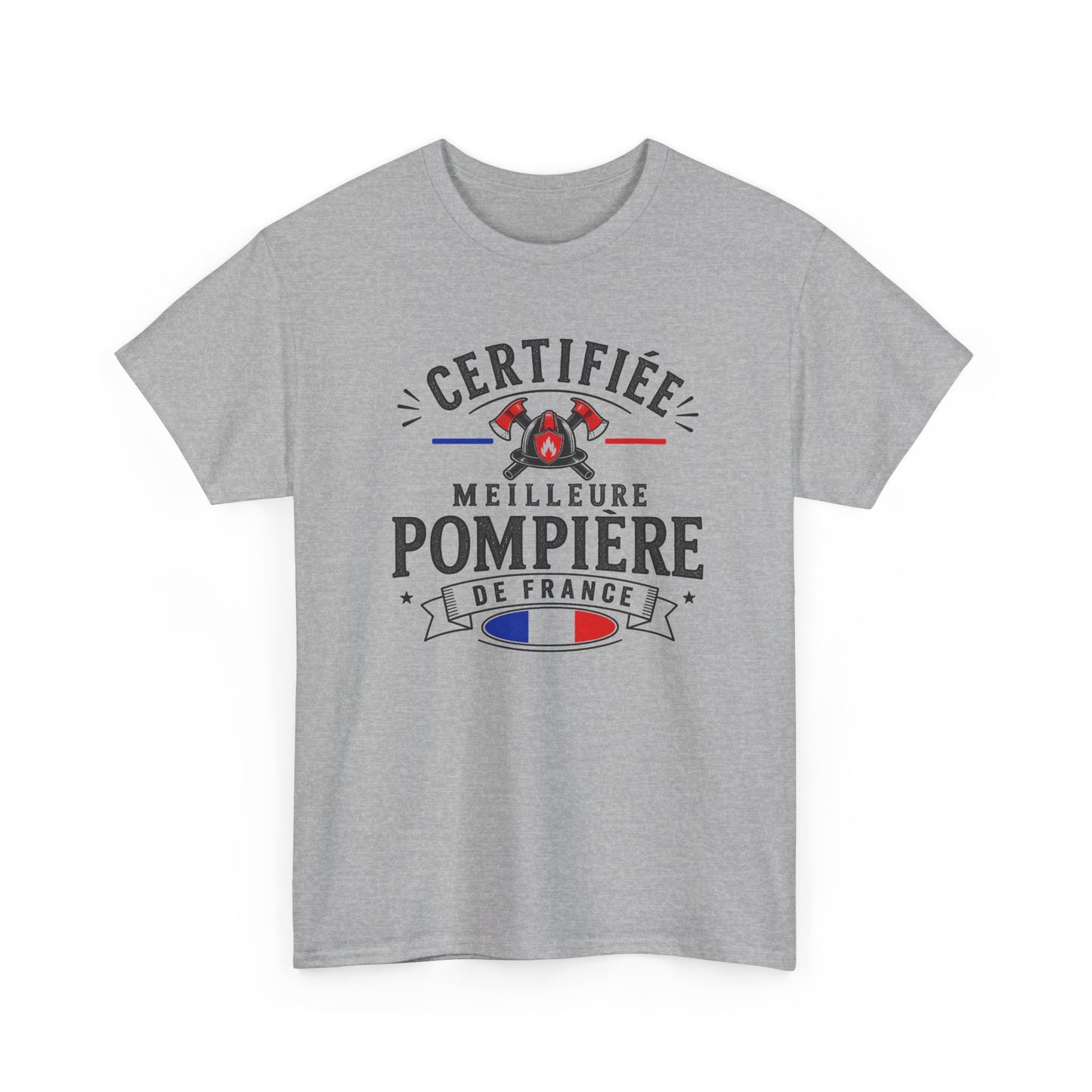 Tee Shirt Pompière Femme – Certifiée Meilleure Pompière de France – T-Shirt Métier Sapeur Pompier Cadeau Original Femme