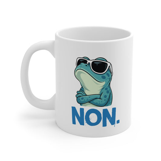 Tasse Non. – Mug Humour Grenouille Cool – Cadeau Drôle Homme Femme 325 ml