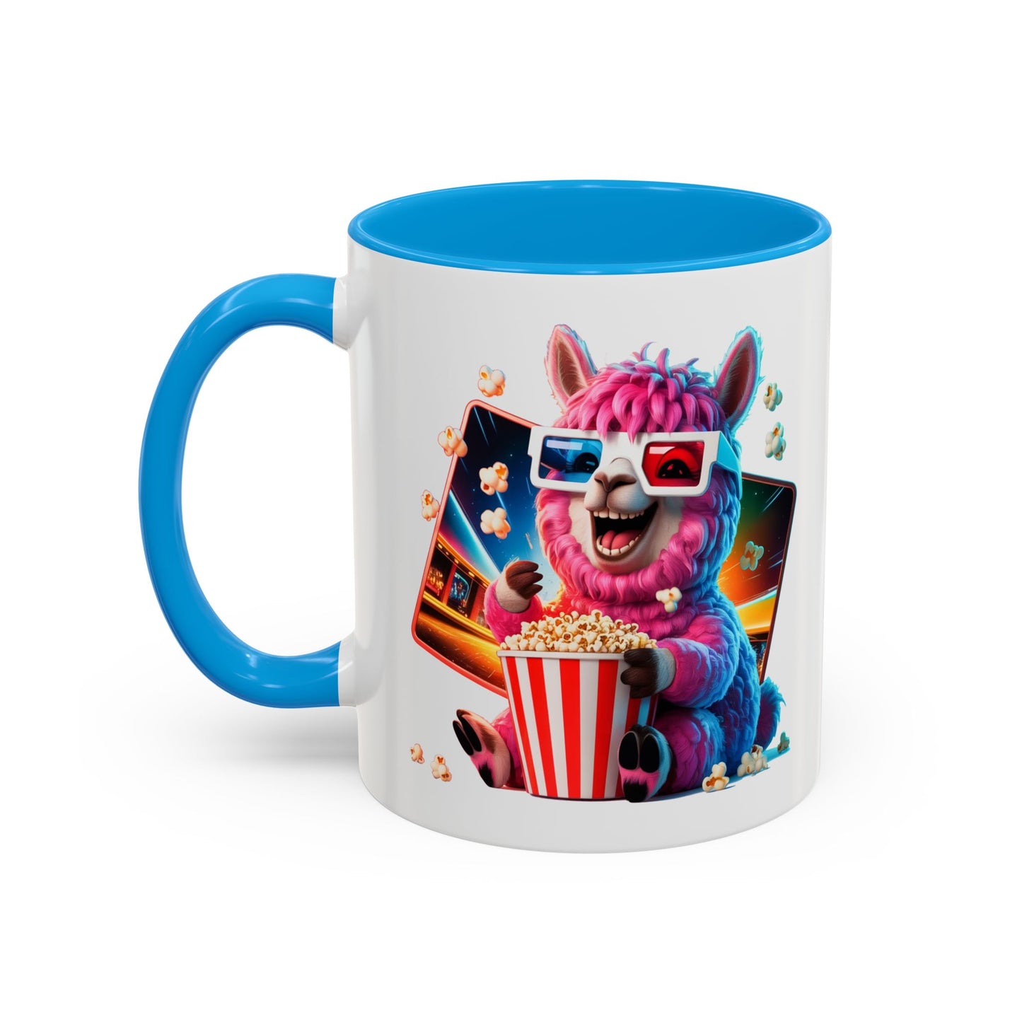 Mug Lama Rigolo Cinéma – Tasse Design avec Popcorn et Lunettes 3D – Cadeau Original 325ml