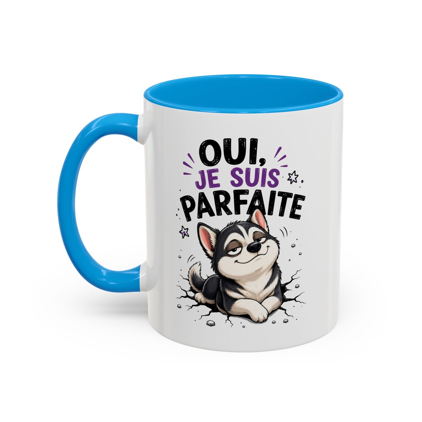 Tasse Husky Drôle Femme – Mug Chien Husky "Oui Je Suis Parfaite" – Cadeau Original Amoureuse des Chiens Huskys 325 ml