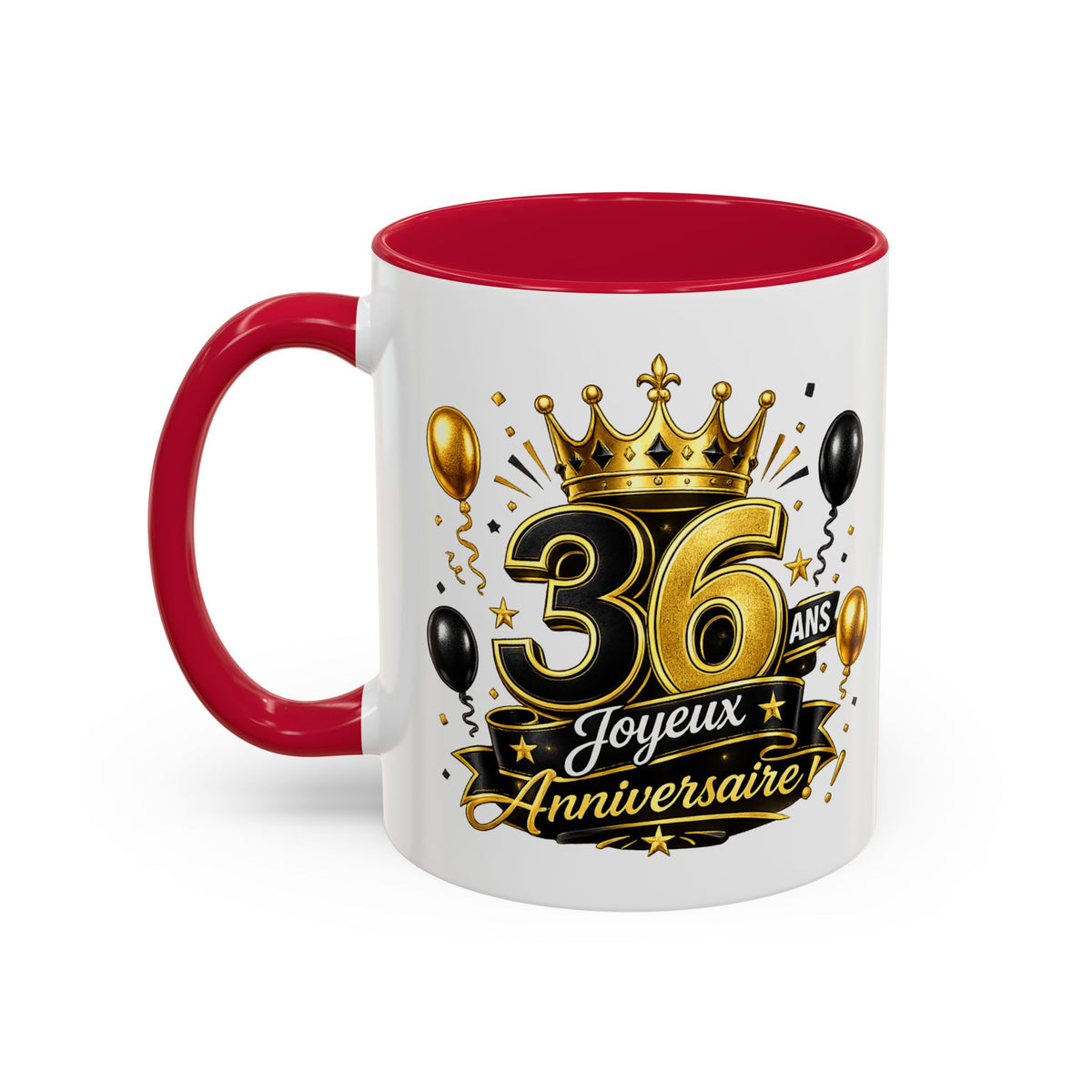 Mug Joyeux 36 Ans – Tasse Anniversaire 36 Ans – Cadeau Original pour Femme Homme – Idée Cadeau 36e Anniversaire Noir Bleu Rouge