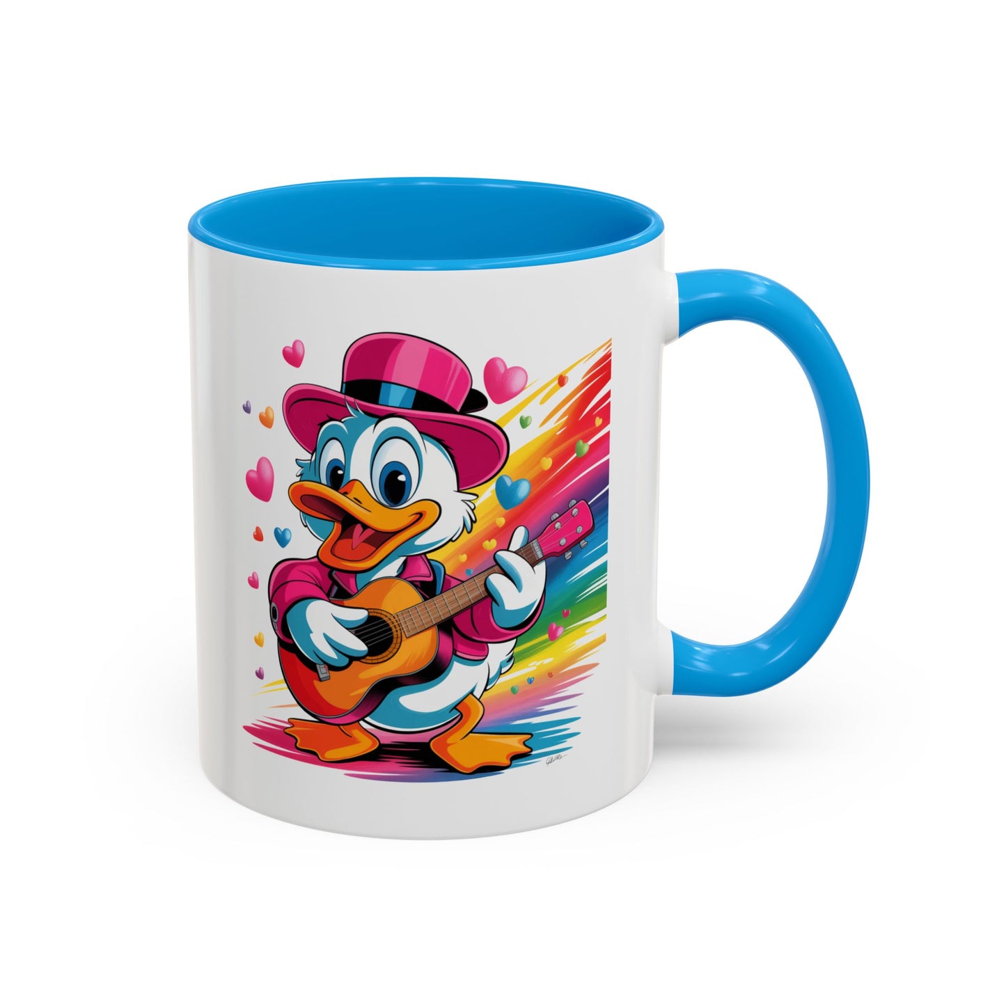 Mug Canard Musicien – Tasse Design Fun avec Guitare et Couleurs Arc-en-ciel – Cadeau Original 325ml