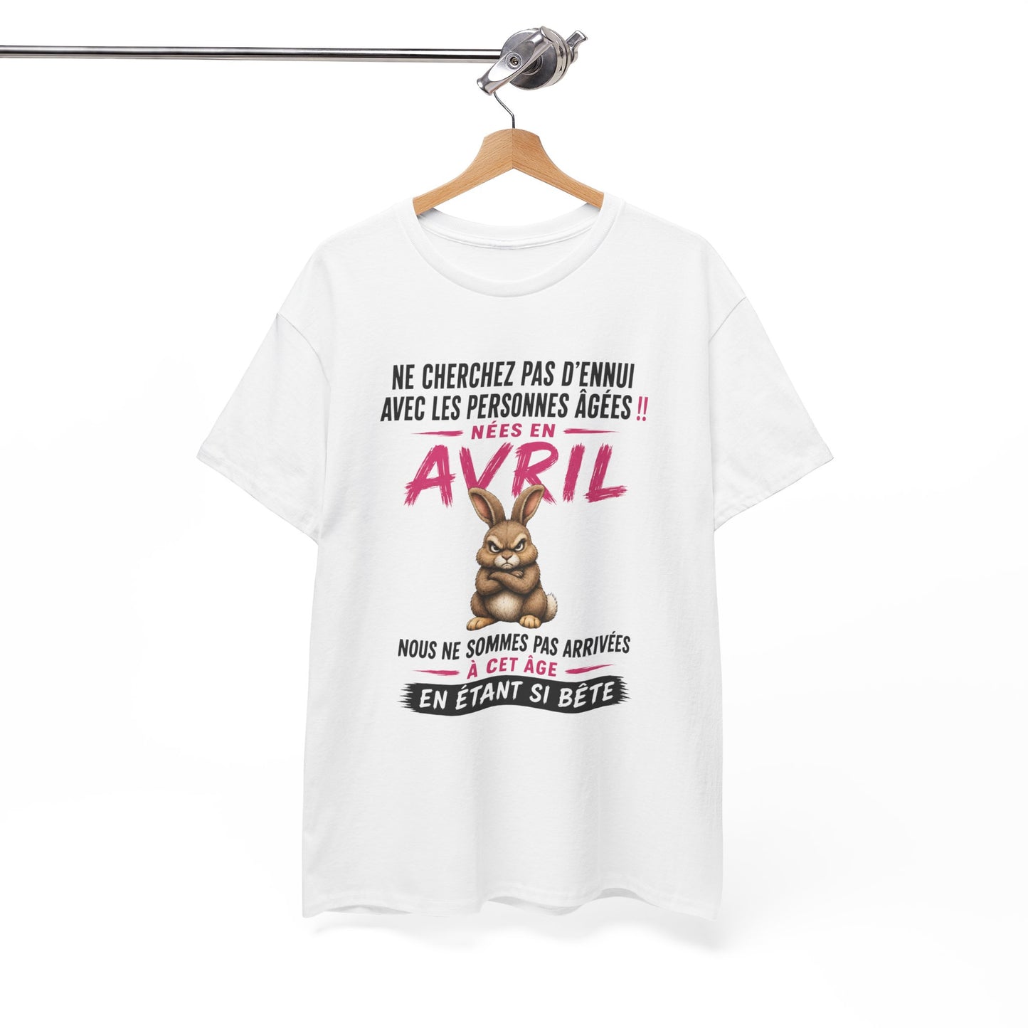 Tee-Shirt Retraitée Avril Humour – Cadeau Anniversaire Senior Femme – Lapin Drôle Retraite