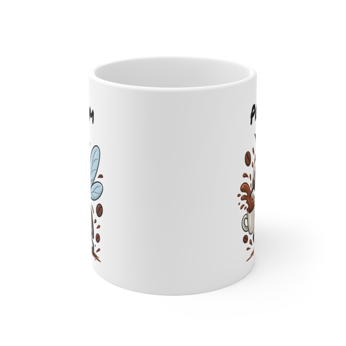 Tasse Personnalisable Moustique Café – Mug Prénom Cartoon – Cadeau Original Amateur de Café 325ml